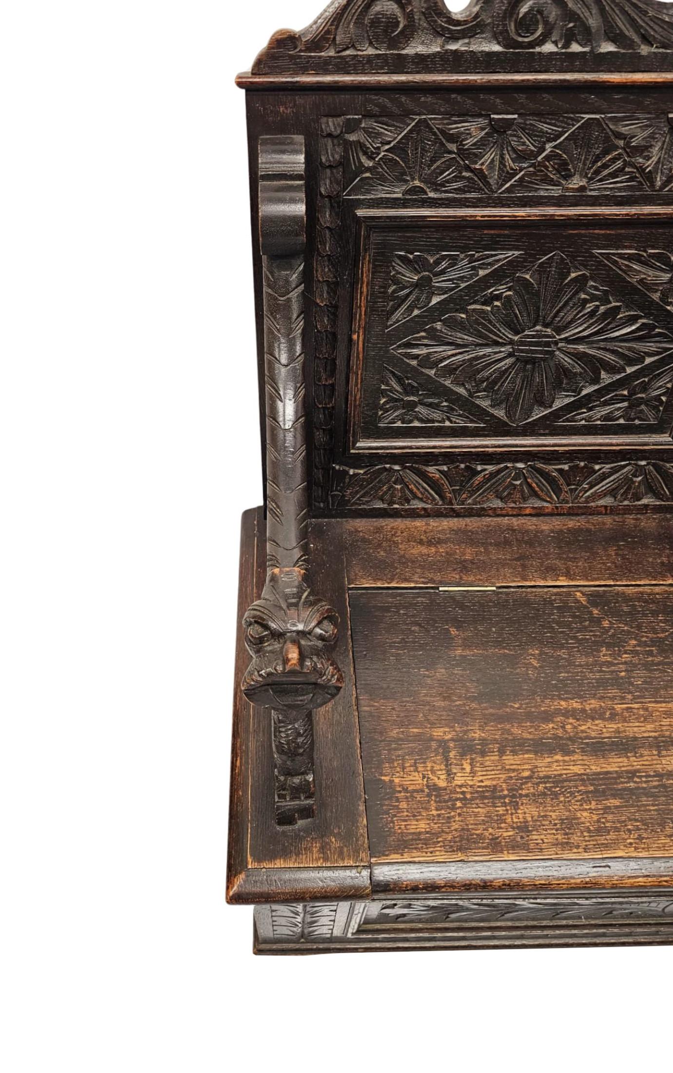 A Fabulous 19th Century Oak Monks Bench  For Sale 2