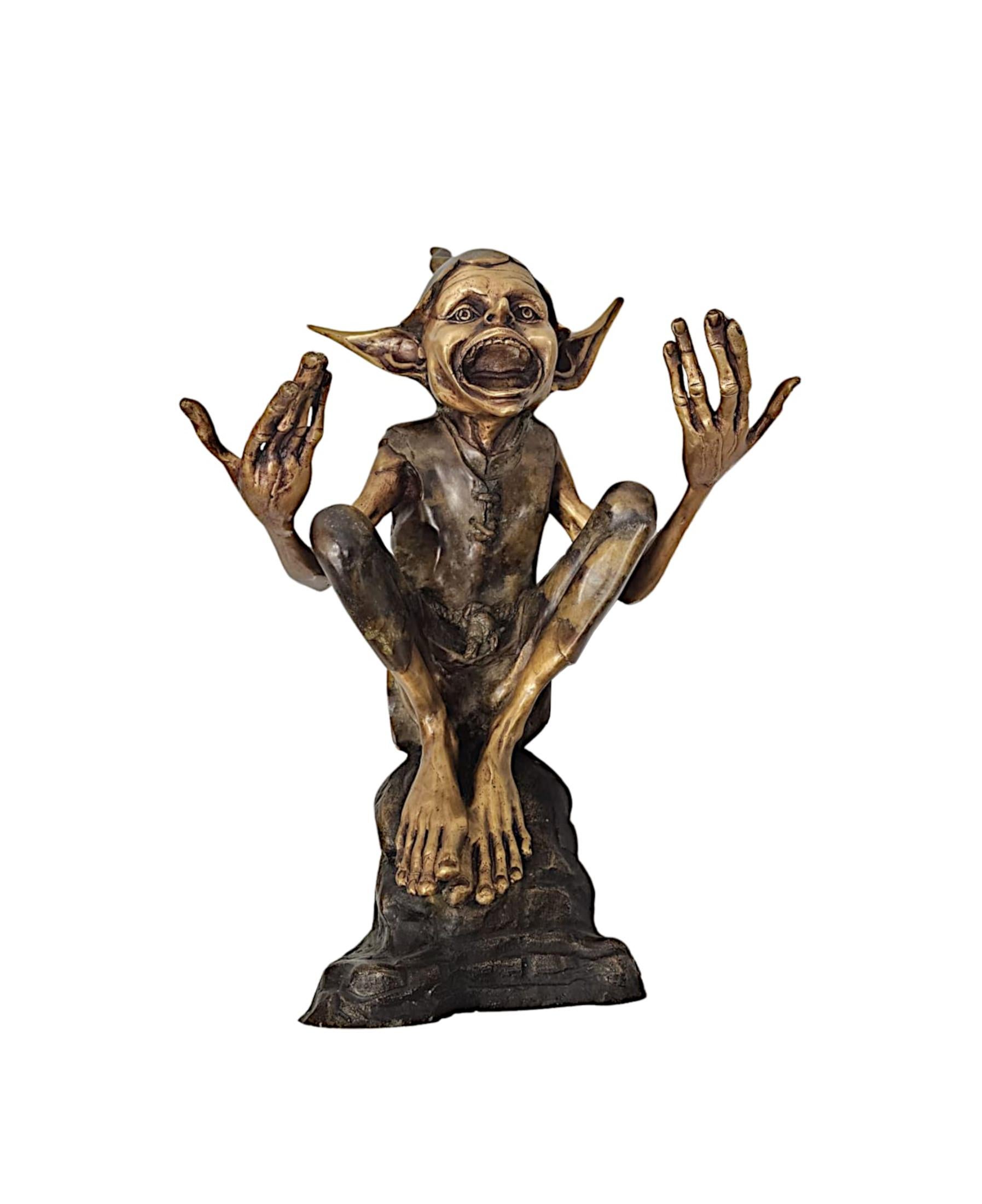A Fabulous 20th Century Figurative Bronze Garden Statue of a Goblin In Good Condition For Sale In Dublin, IE