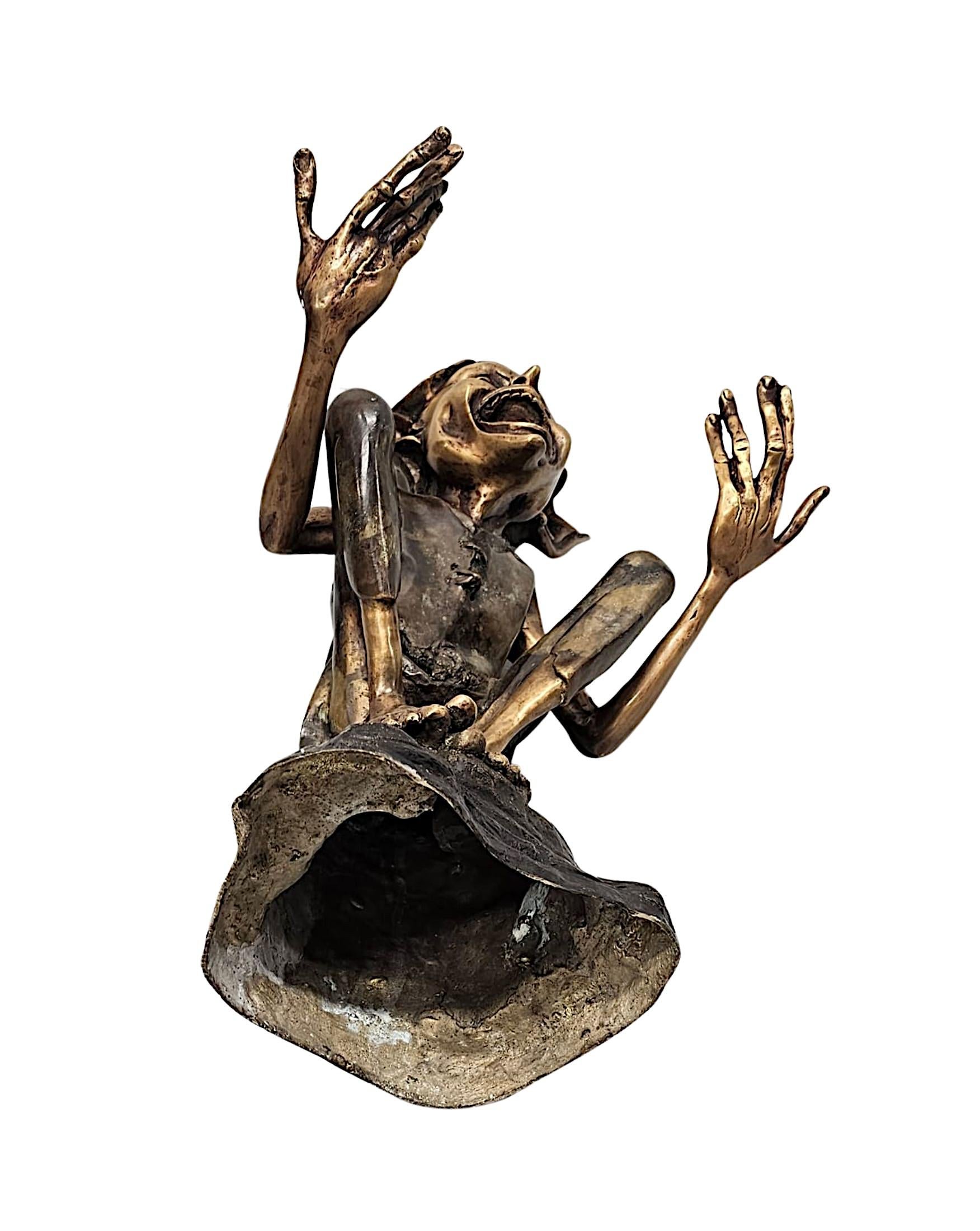 A Fabulous 20th Century Figurative Bronze Garden Statue of a Goblin For Sale 2