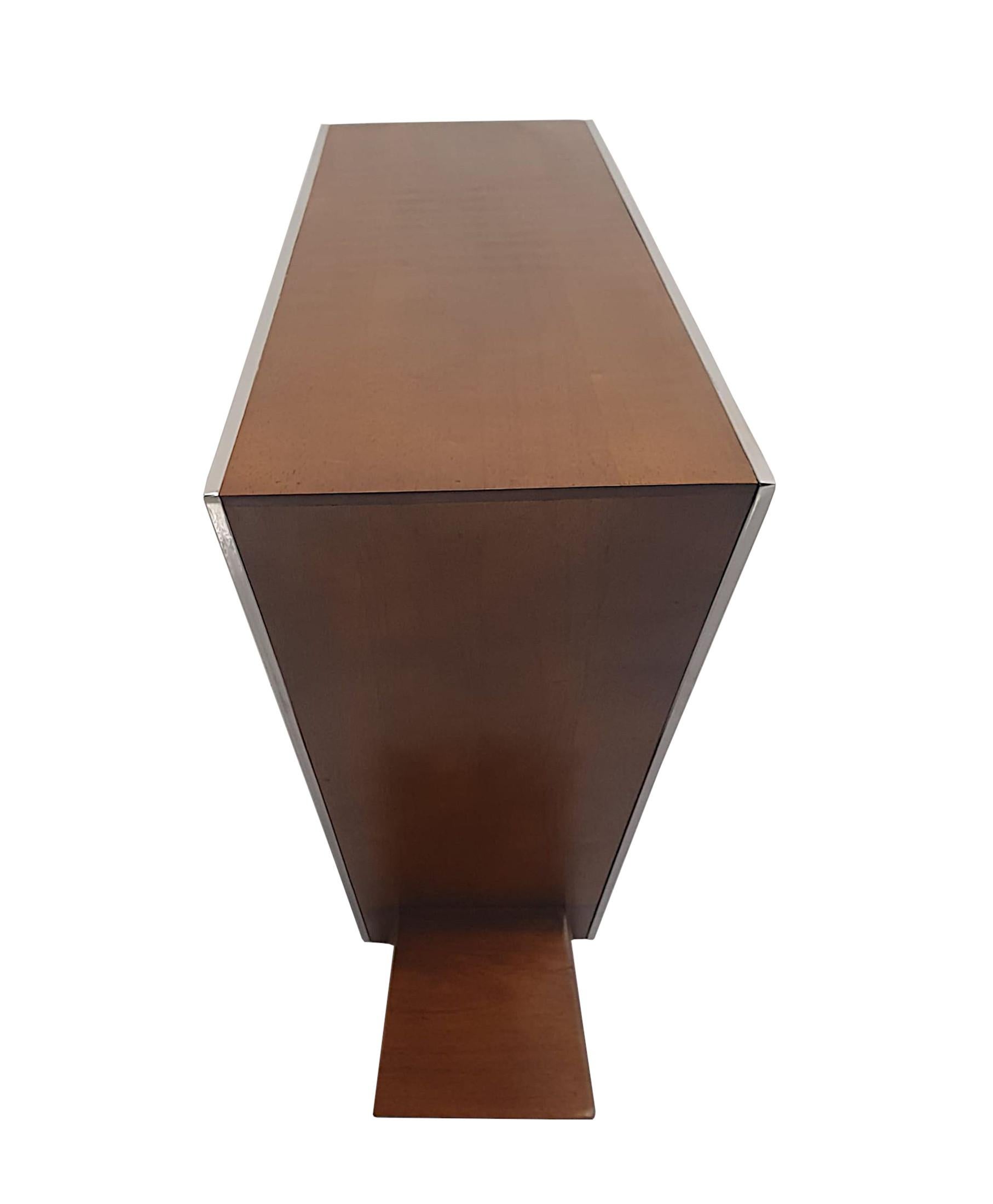 Contemporary A Fabulous Art Deco Design Cherrywood and Chrome Console or Side Table For Sale