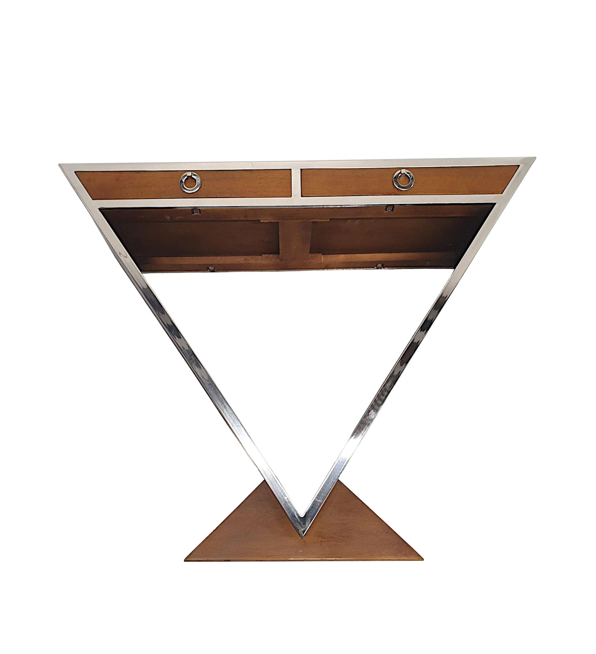 A Fabulous Art Deco Design Cherrywood and Chrome Console or Side Table For Sale 2