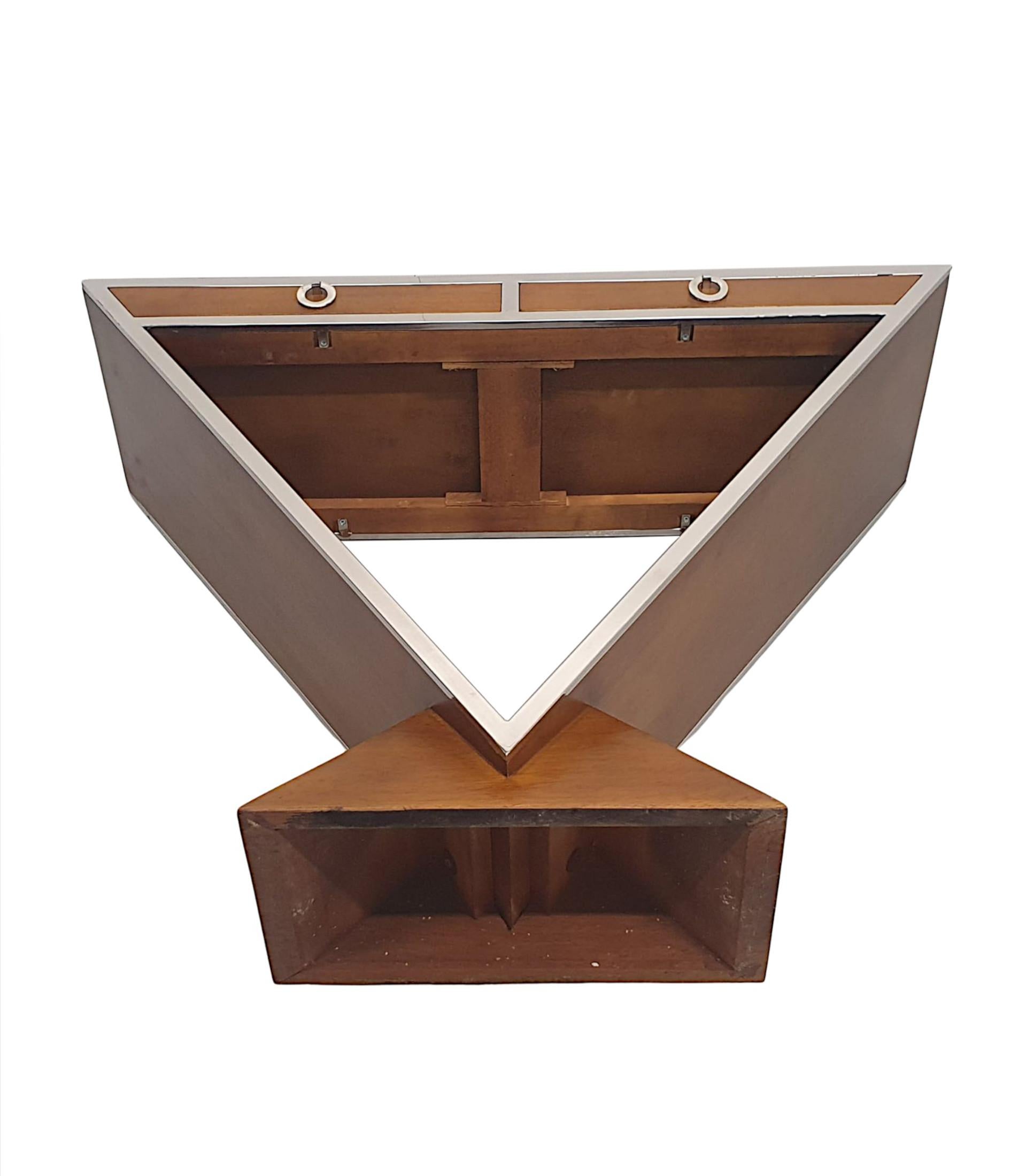 A Fabulous Art Deco Design Cherrywood and Chrome Console or Side Table For Sale 3