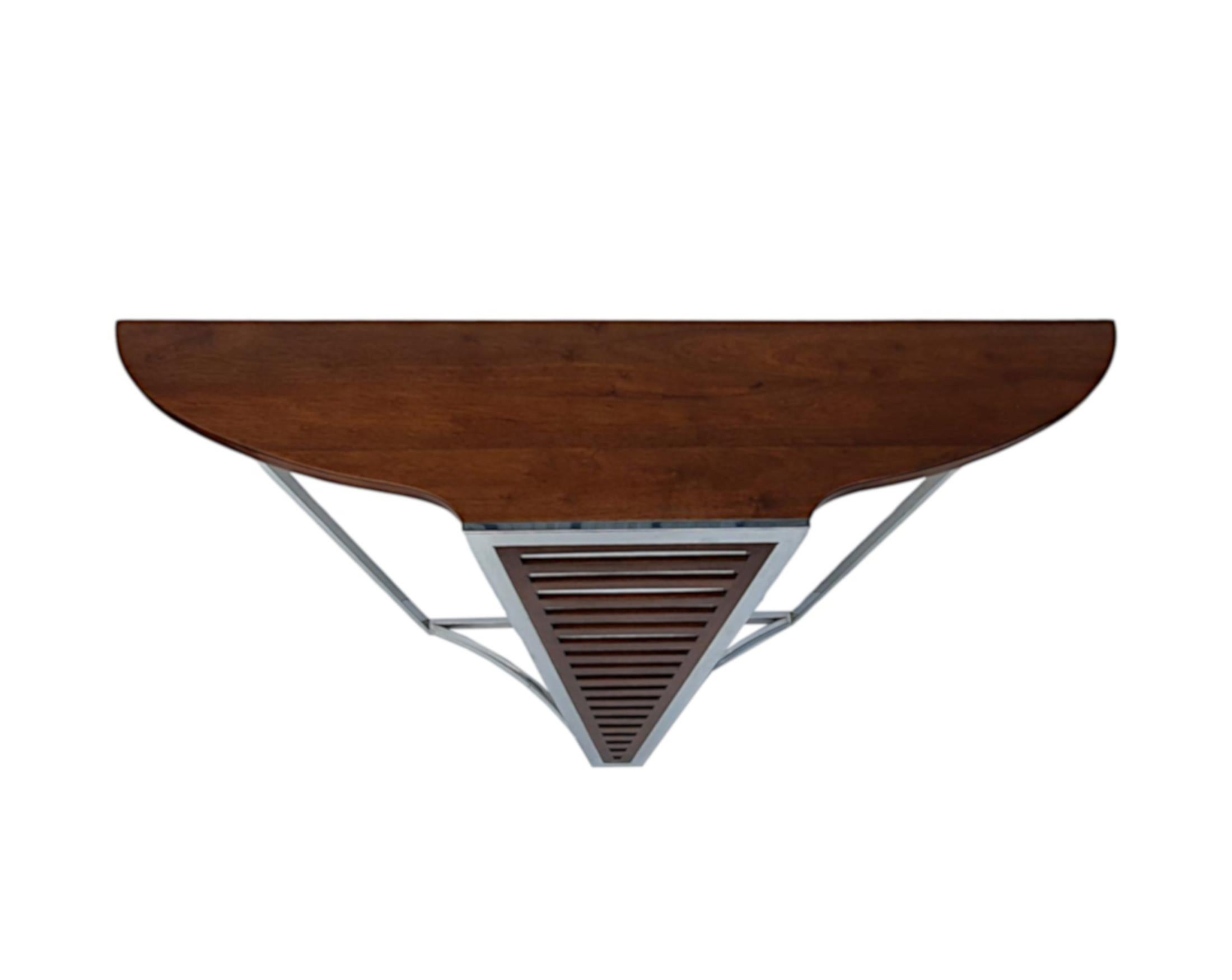 A Fabulous Art Deco Style Cherrywood and Chrome Console Table For Sale 1