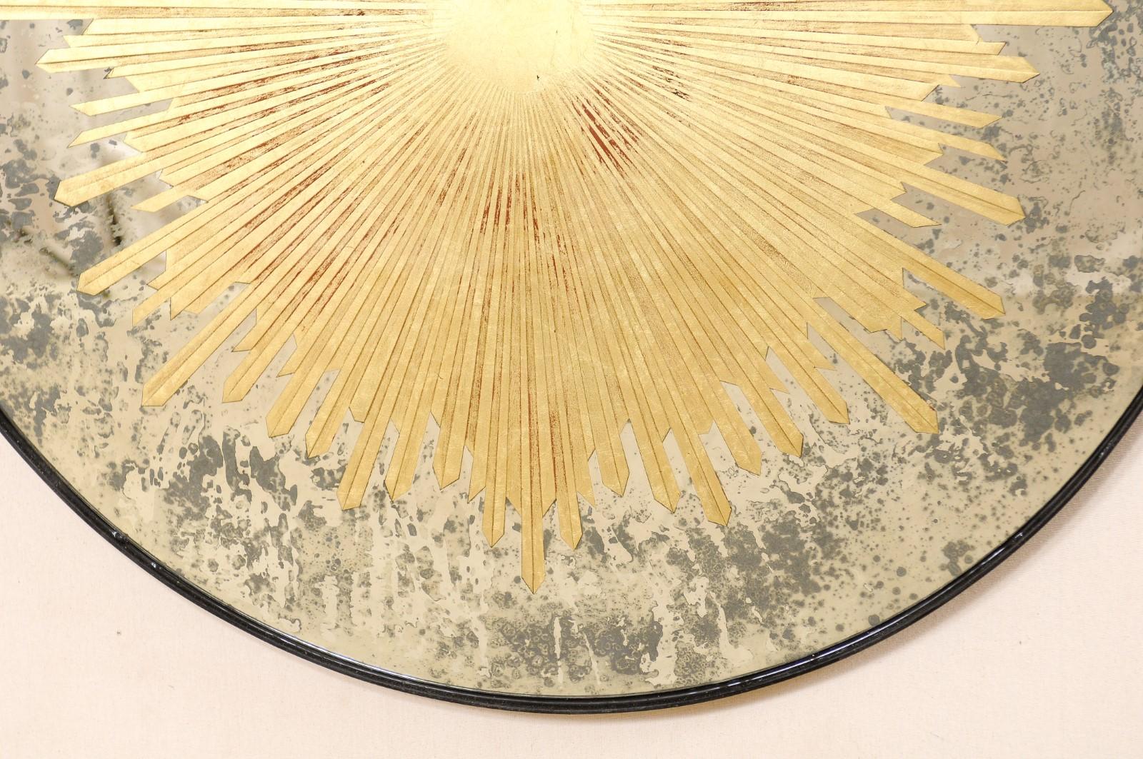Contemporary Fabulous Artisan Created Verre Églomisé Sunburst Mirror