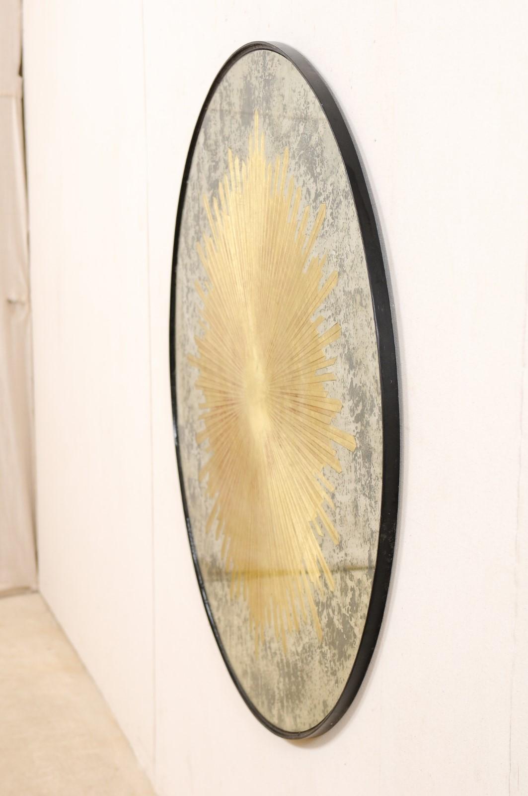 Fabulous Artisan Created Verre Églomisé Sunburst Mirror 1