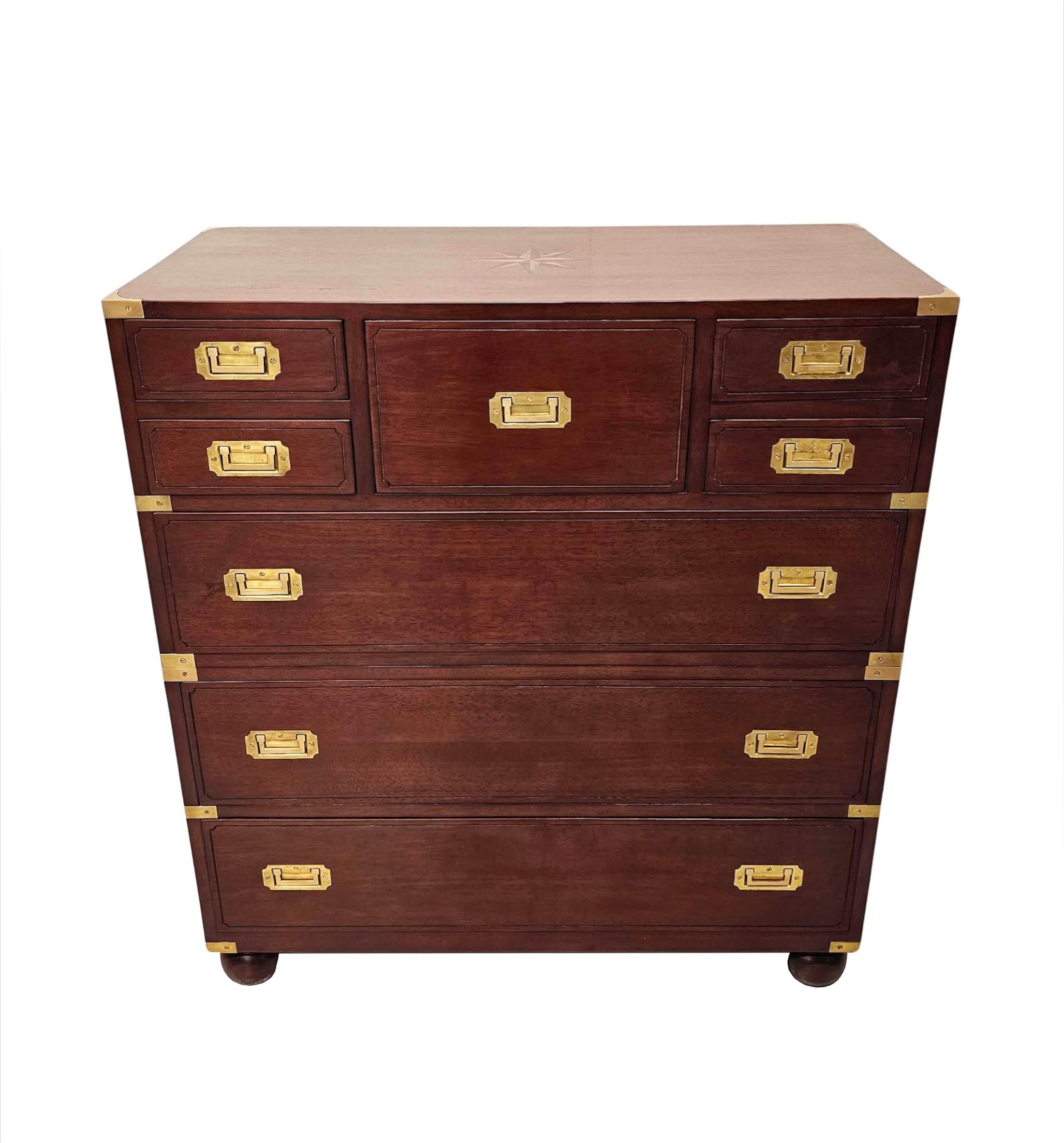 A Fabulous Chest of Drawers in the Campaign Style In New Condition For Sale In Dublin, IE