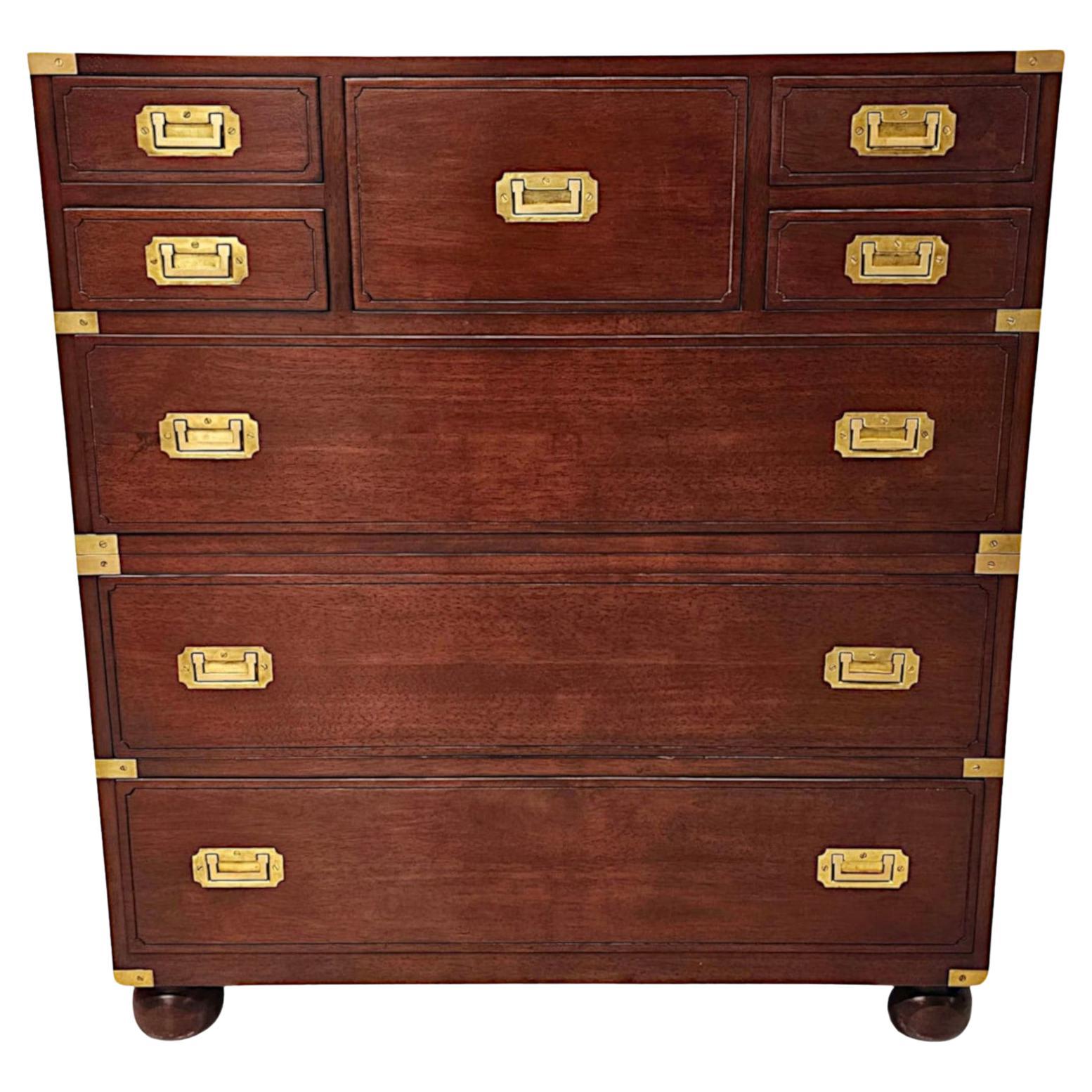 A Fabulous Chest of Drawers in the Campaign Style For Sale