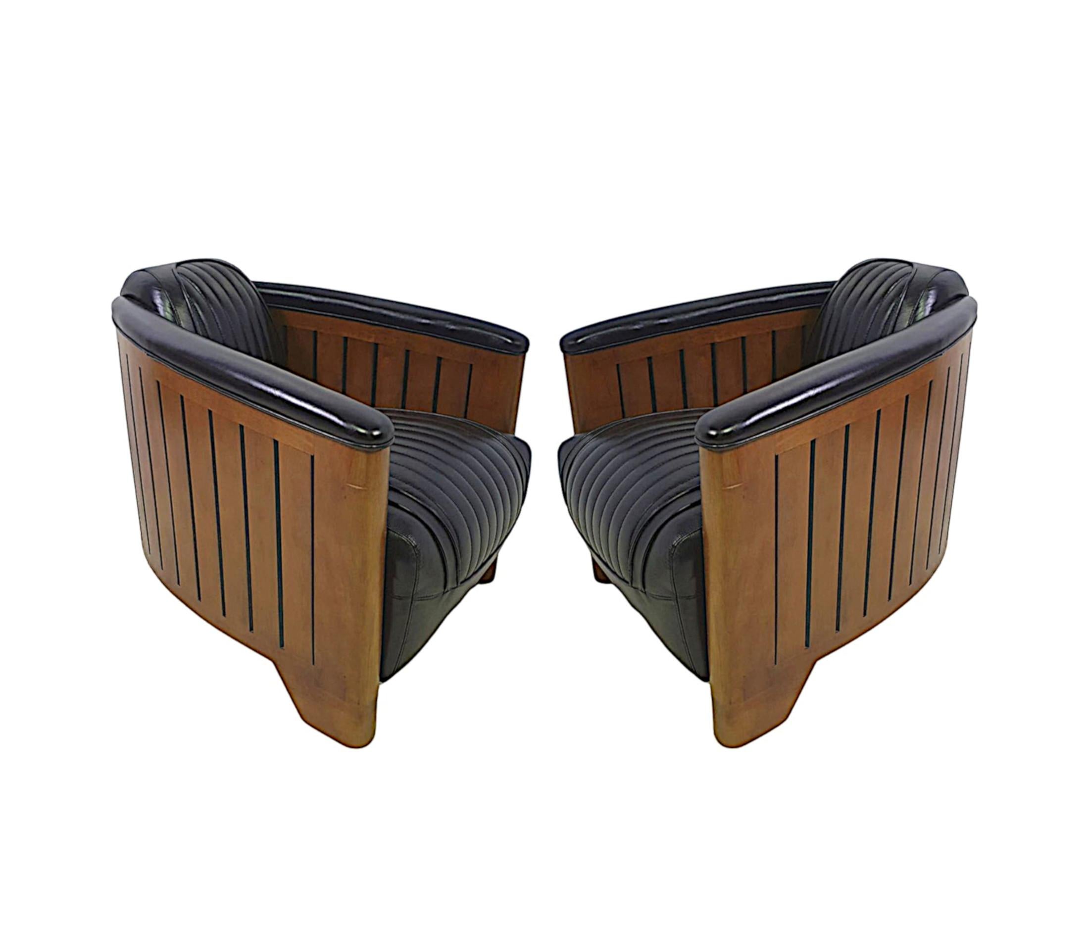 Leather A Fabulous Club Armchair in the Art Deco Style For Sale