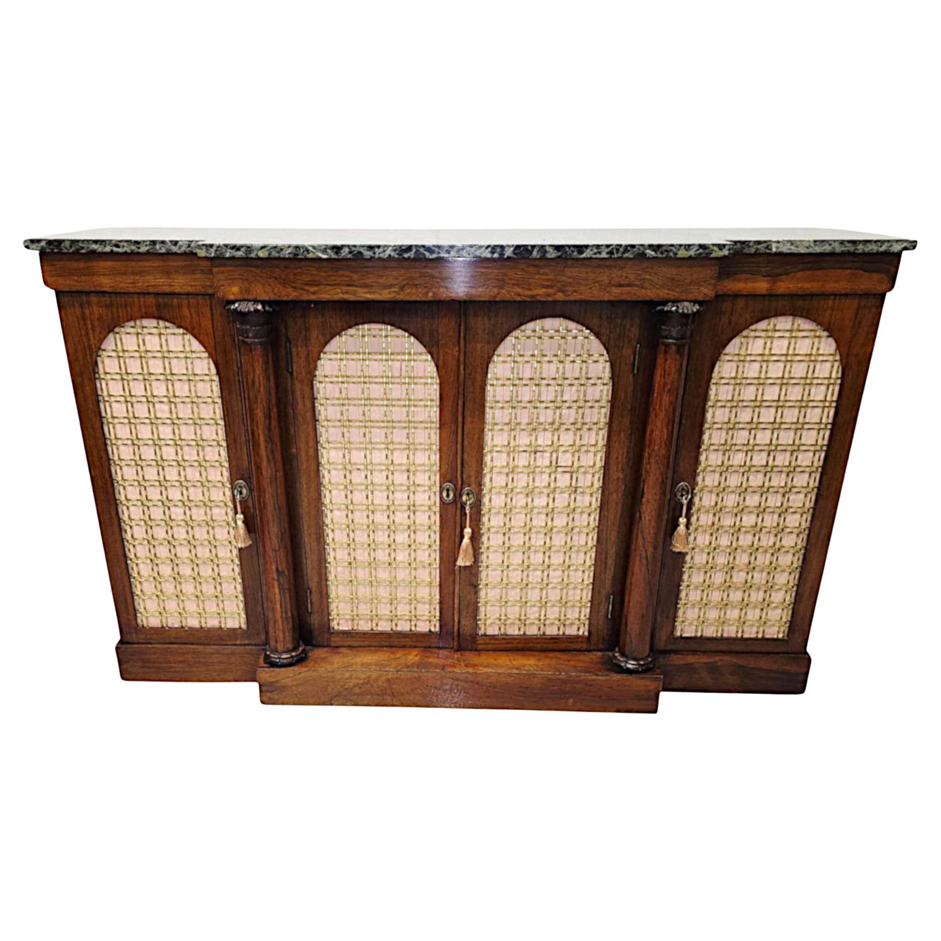 A Fabulous Early 19th Century William IV Marble Top Side Cabinet For Sale