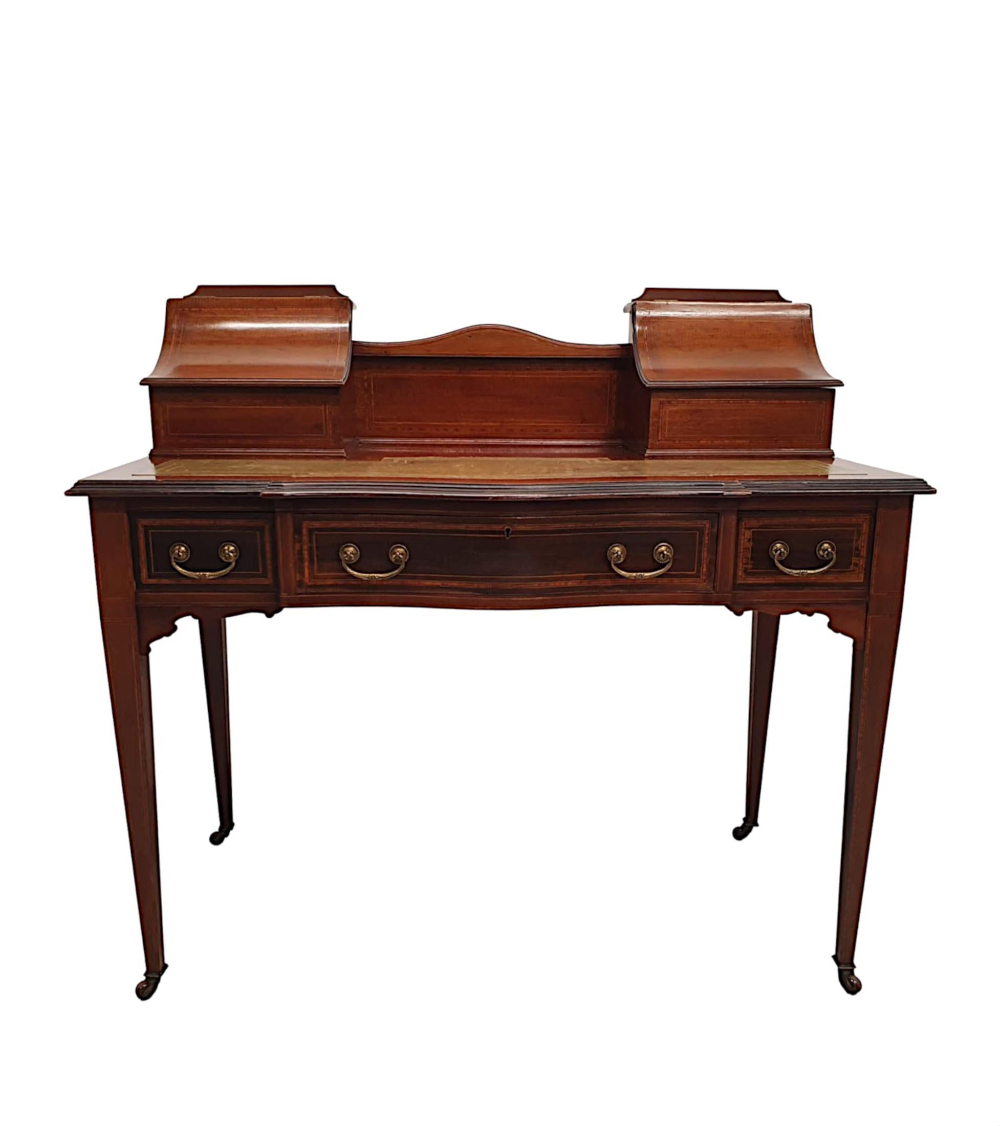 English Fabulous Edwardian Inlaid Desk in the Carlton House Style For Sale