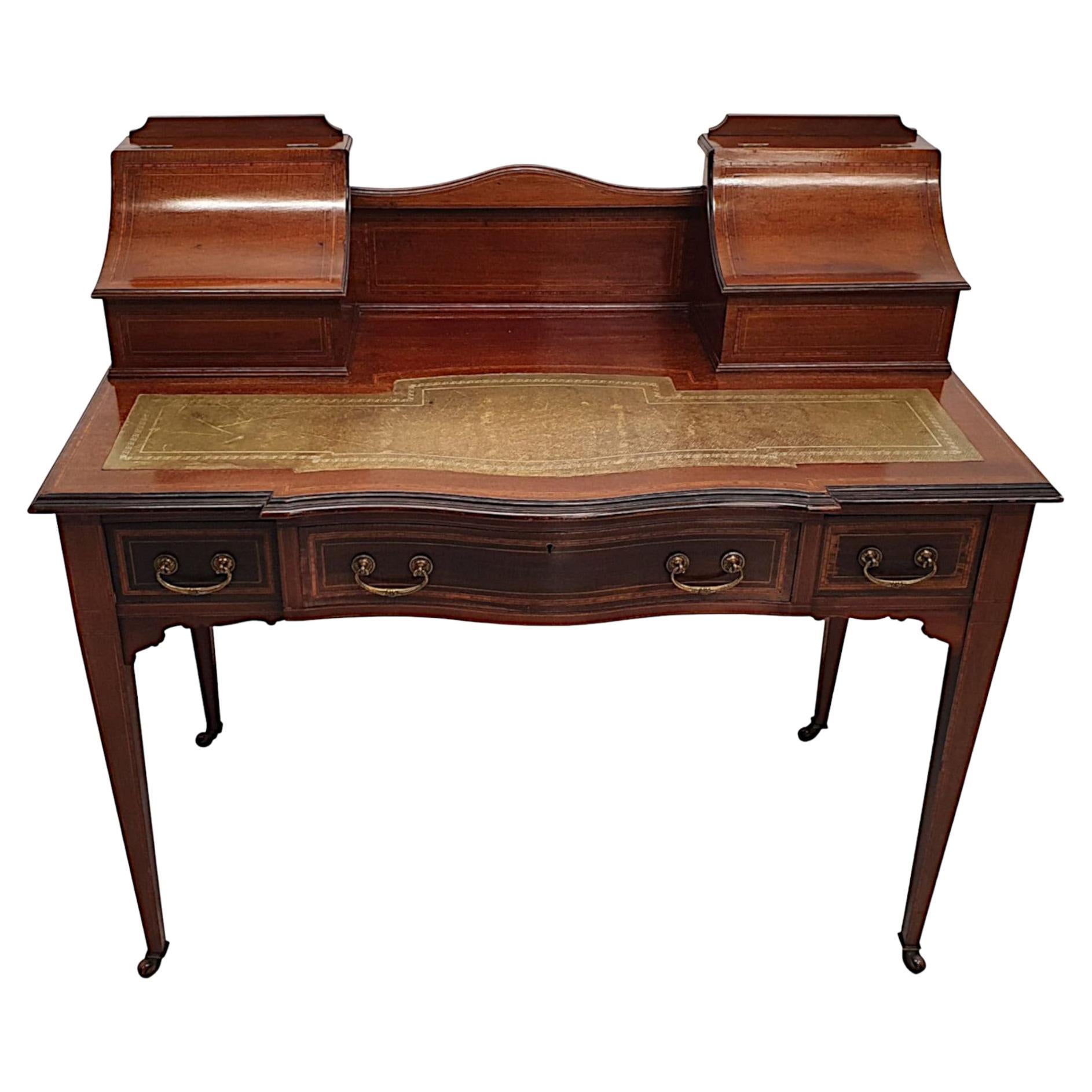Fabelhafter edwardianischer Schreibtisch mit Intarsien im Carlton-Haus-Stil