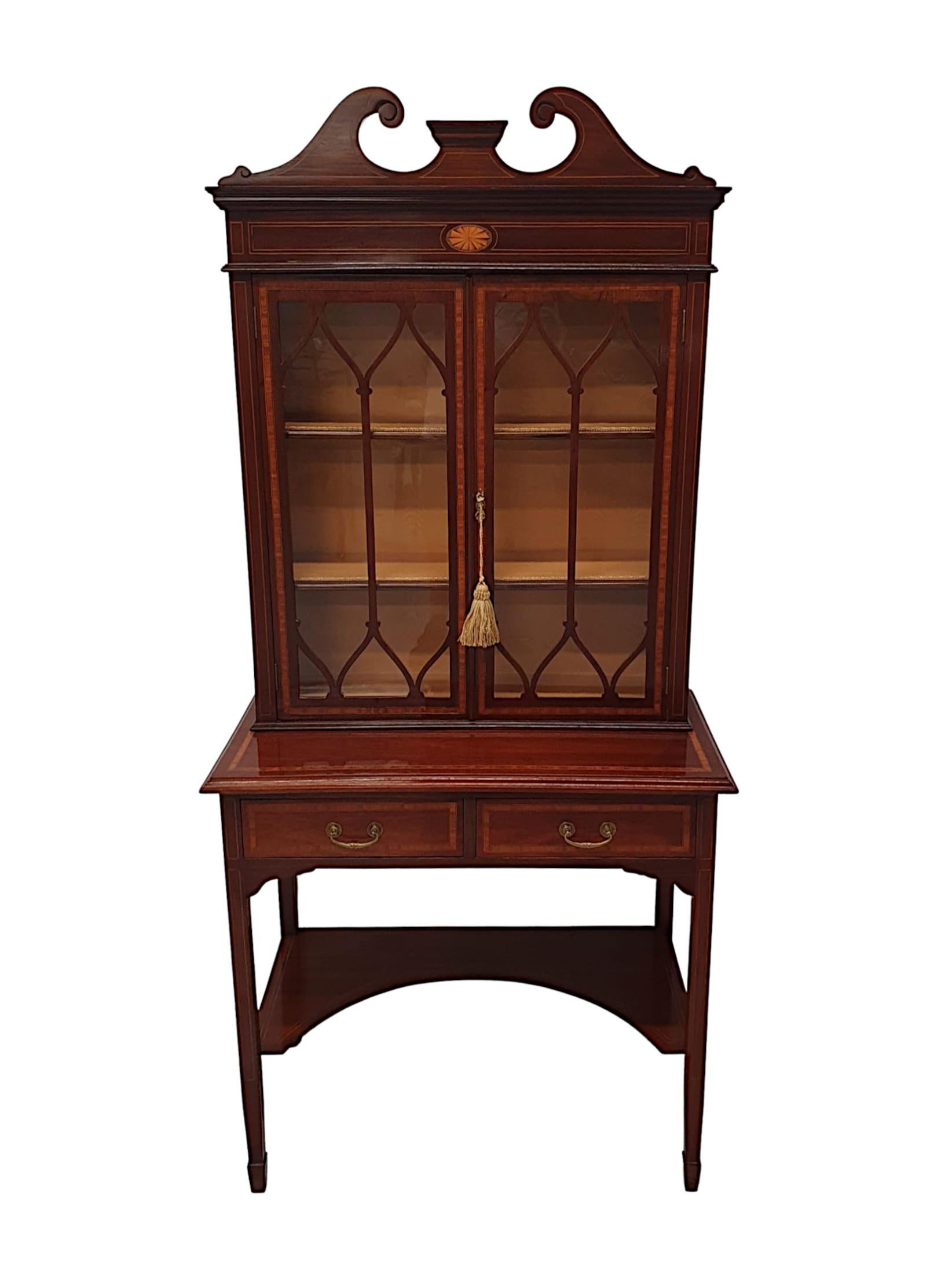Fabulous Edwardian Inlaid Display Case or Bookcase In Good Condition For Sale In Dublin, IE