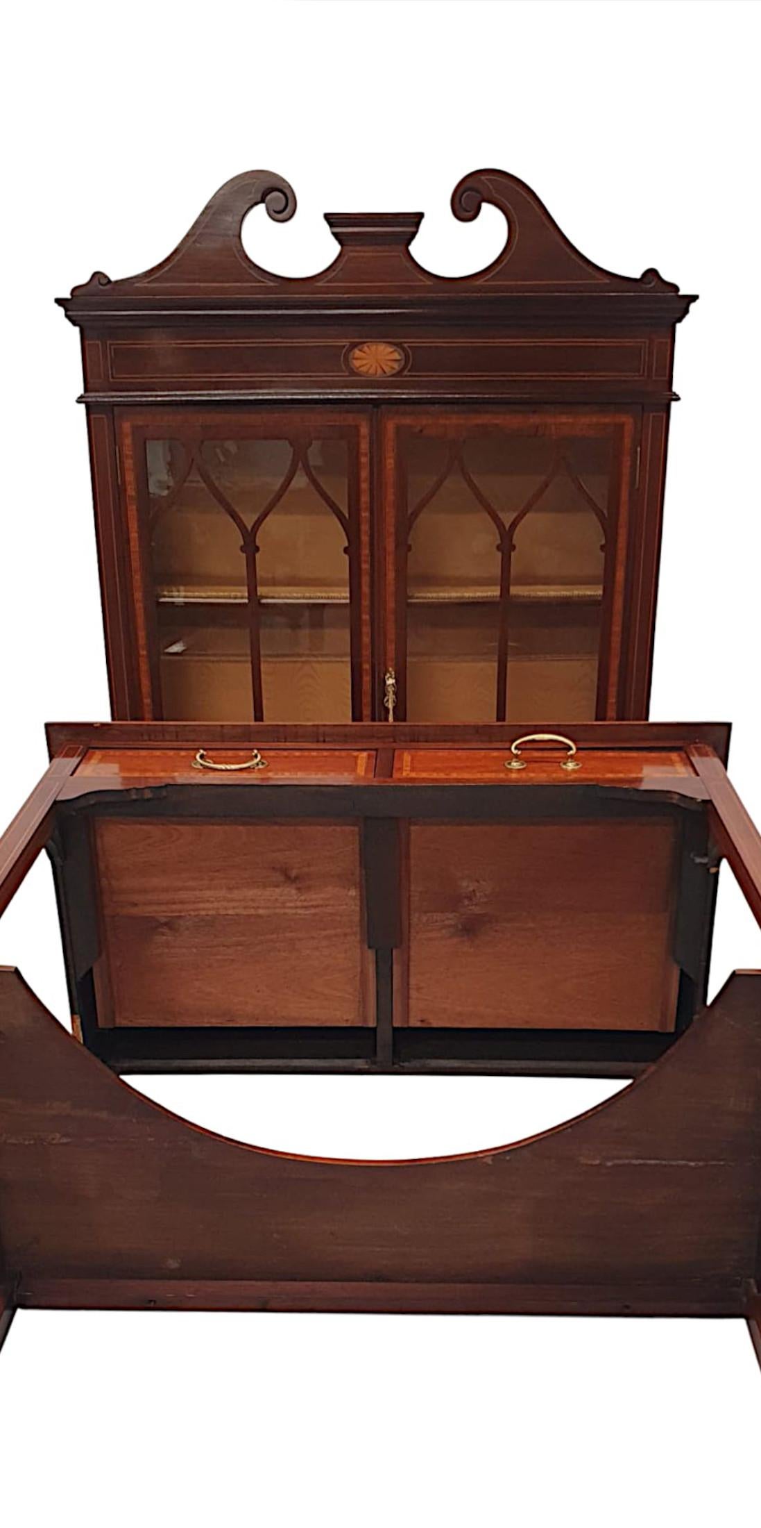 Fabulous Edwardian Inlaid Display Case or Bookcase For Sale 2