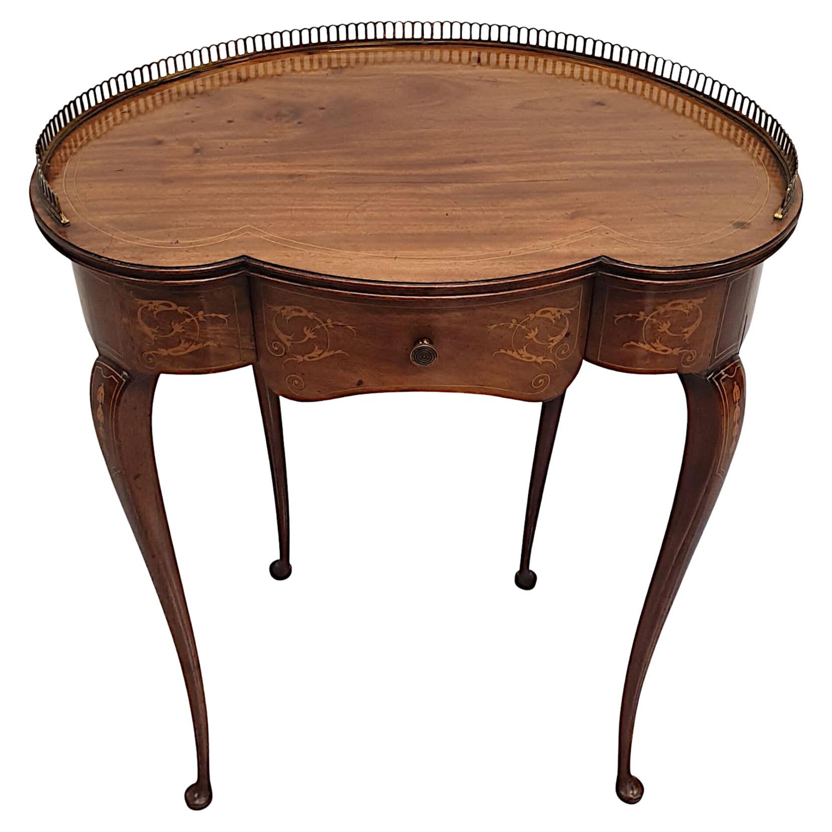 Antique English Marquetry Inlaid Oblong Occasional Table, "Signed" W ...