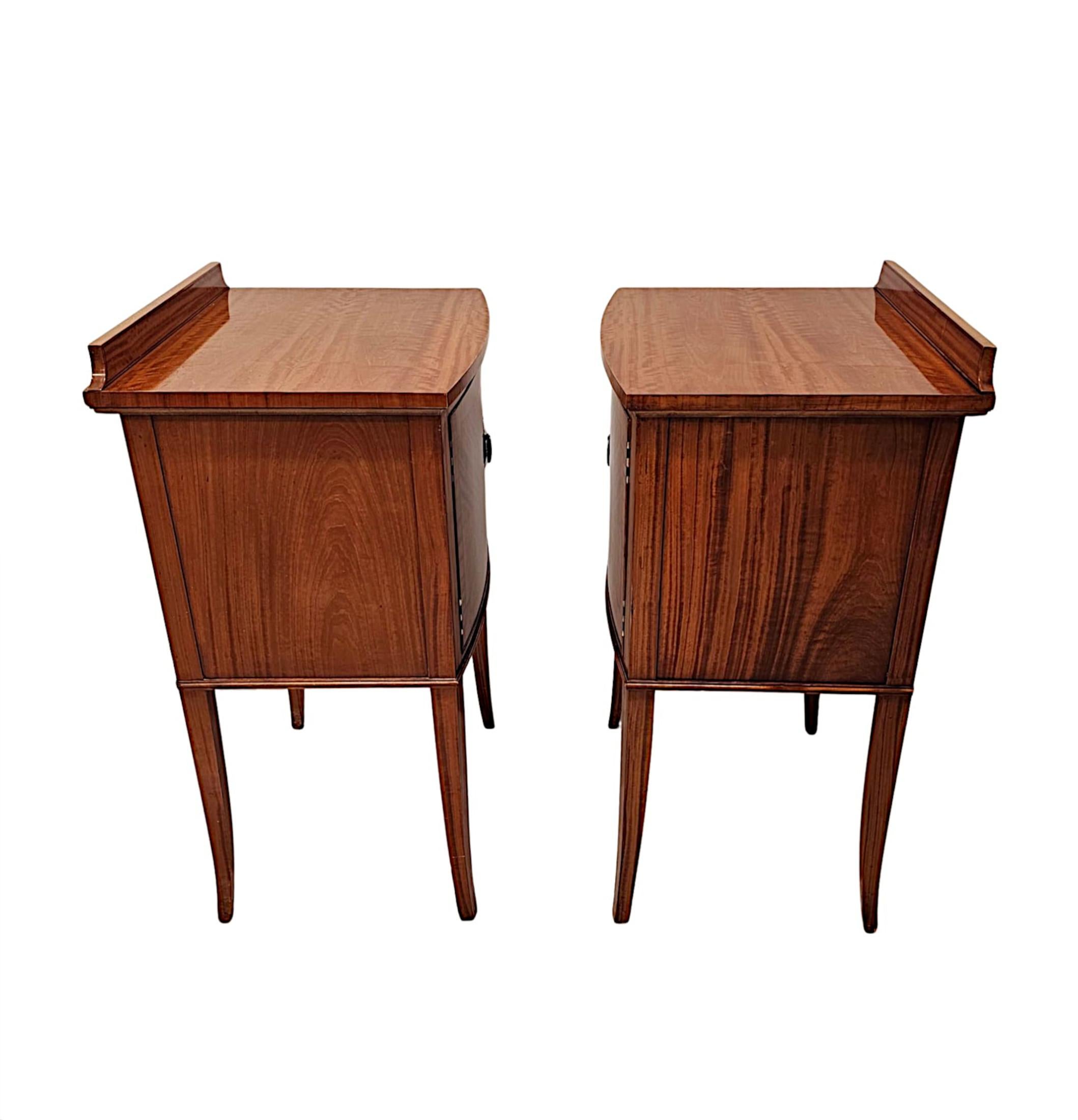 A Fabulous Edwardian Pair of Inlaid Satinwood Bedside Cabinets In Good Condition In Dublin, IE