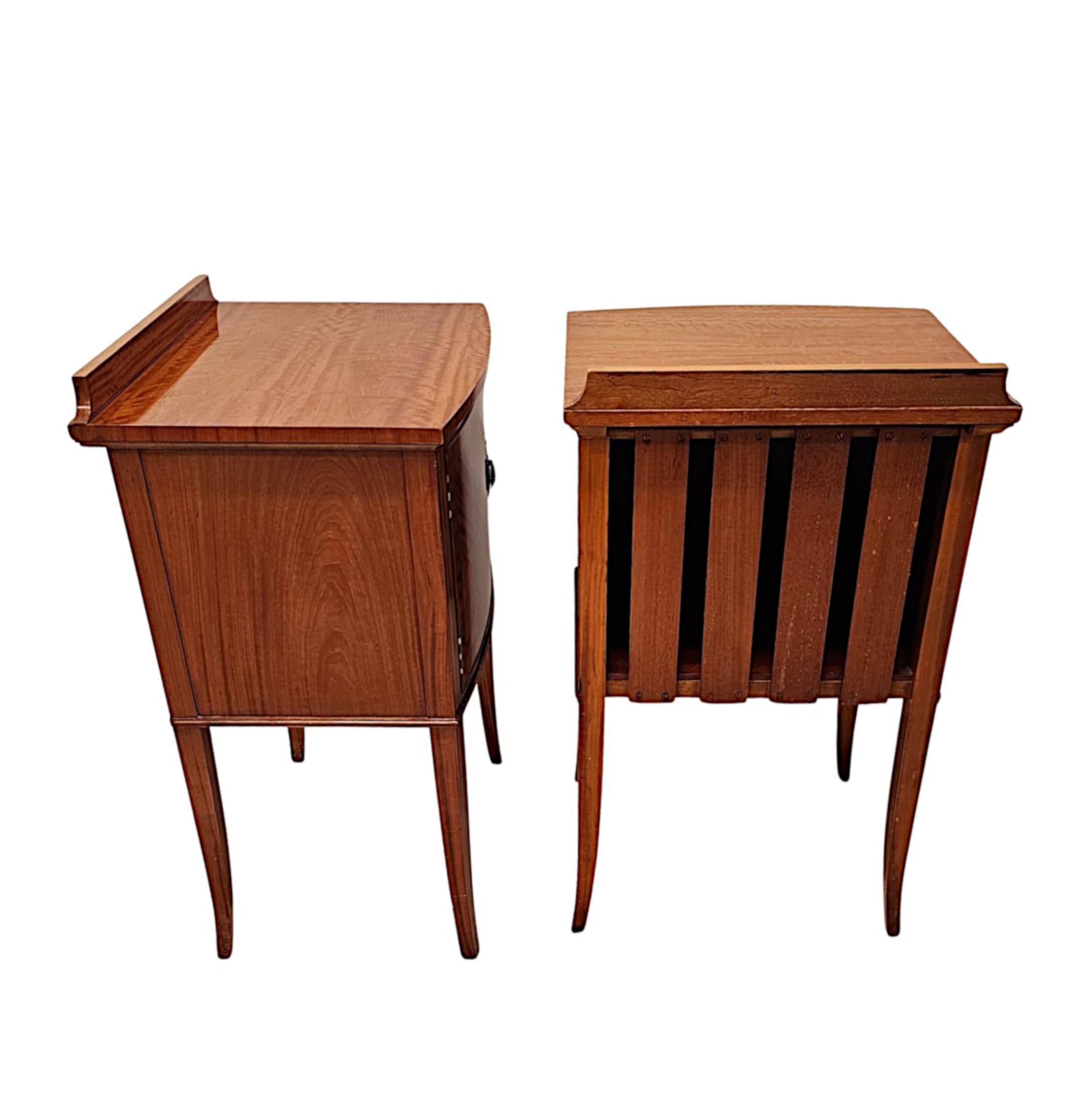 20th Century A Fabulous Edwardian Pair of Inlaid Satinwood Bedside Cabinets