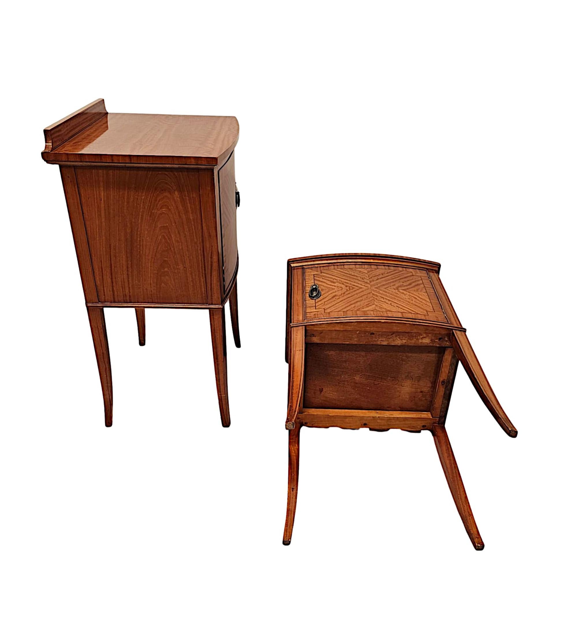 Brass A Fabulous Edwardian Pair of Inlaid Satinwood Bedside Cabinets