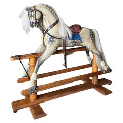 Used A Fabulous English Pillar Stand Rocking Horse c1880