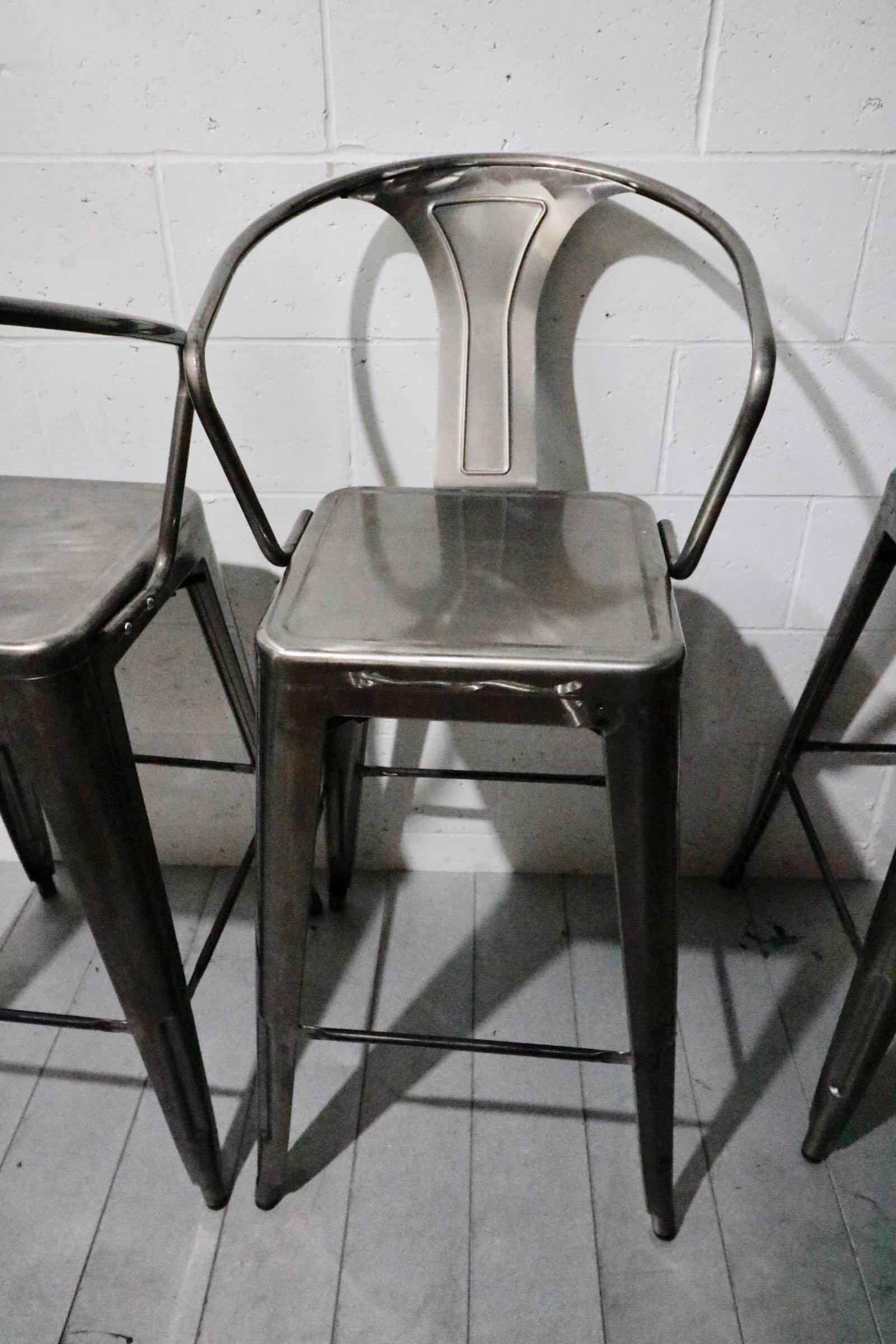 Fabulous Foursome of Vintage Industrial Metal Bar Stools and Chairs For Sale 3