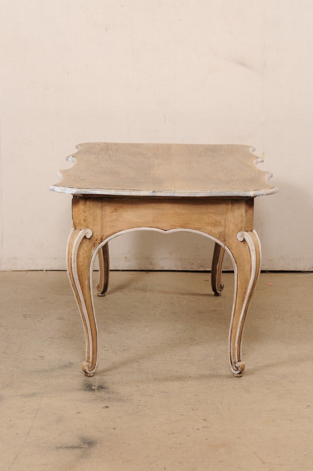 A Fabulous French 3-Drawer Desk w/Scallop-Carved Edge Top, Floatable 4