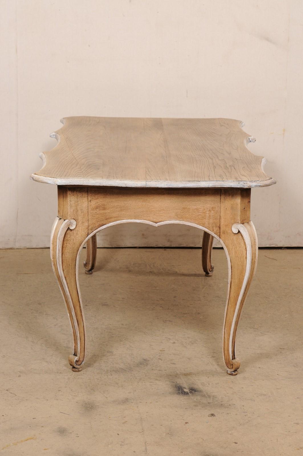 Wood A Fabulous French 3-Drawer Desk w/Scallop-Carved Edge Top, Floatable