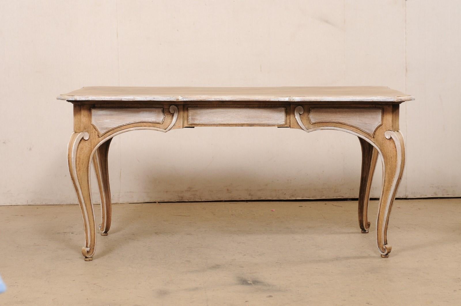 A Fabulous French 3-Drawer Desk w/Scallop-Carved Edge Top, Floatable 2