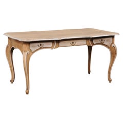 A Fabulous French 3-Drawer Desk w/Scallop-Carved Edge Top, Floatable