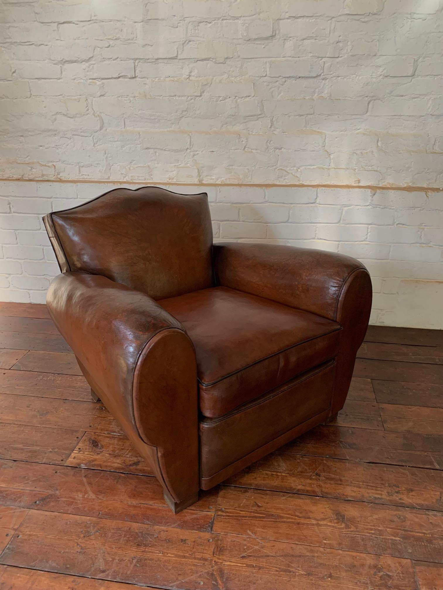 A Fabulous French Leather Club Chair, Havana Moustache Model, with Cuban Cigar Arms, Circa 1930’s

Please contact us for international delivery, as quotes vary, and we aim to get the most competitive quote for you.

This a Fabulous example of an