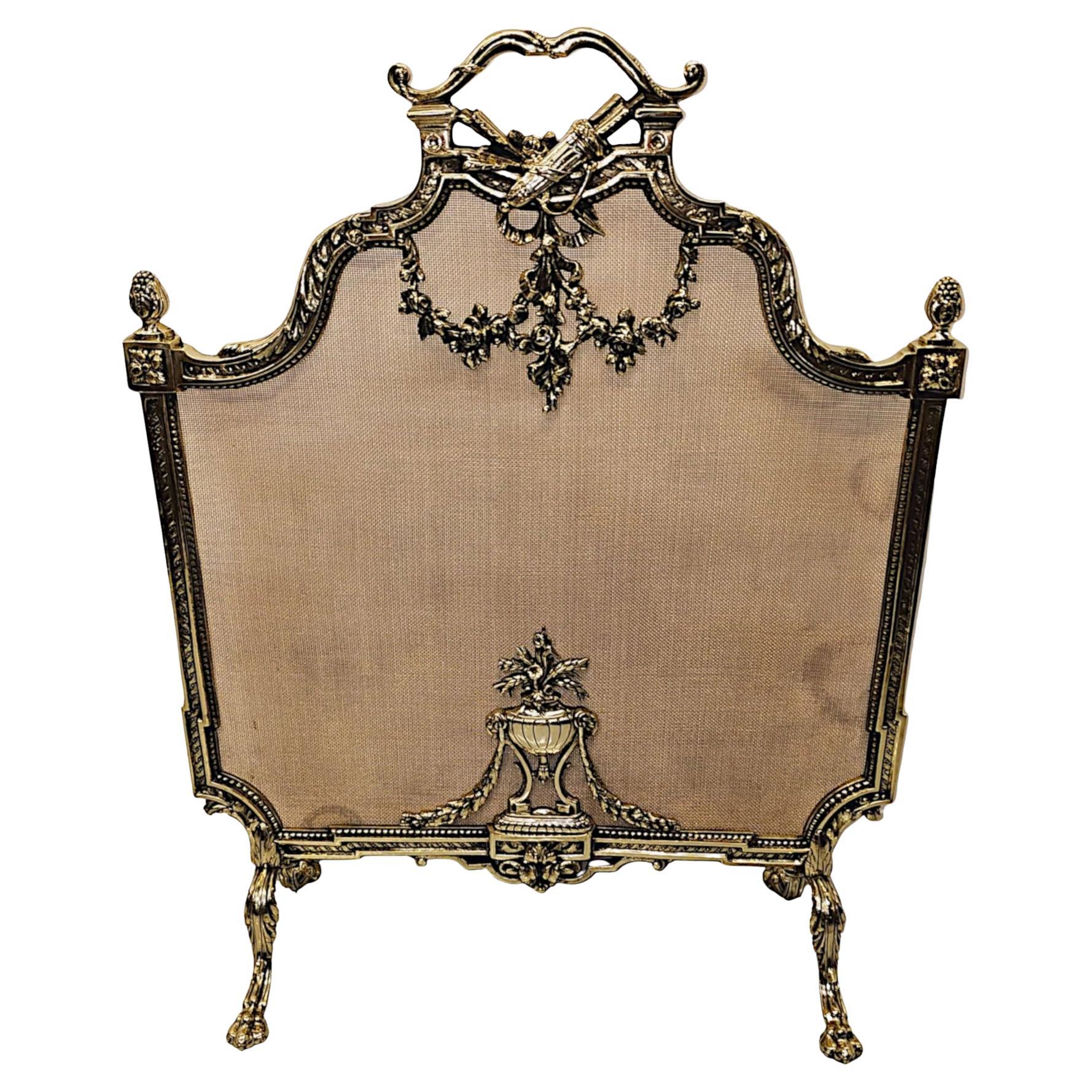 A Fabulous Fully Restored 19th Century Large Brass Fire Screen