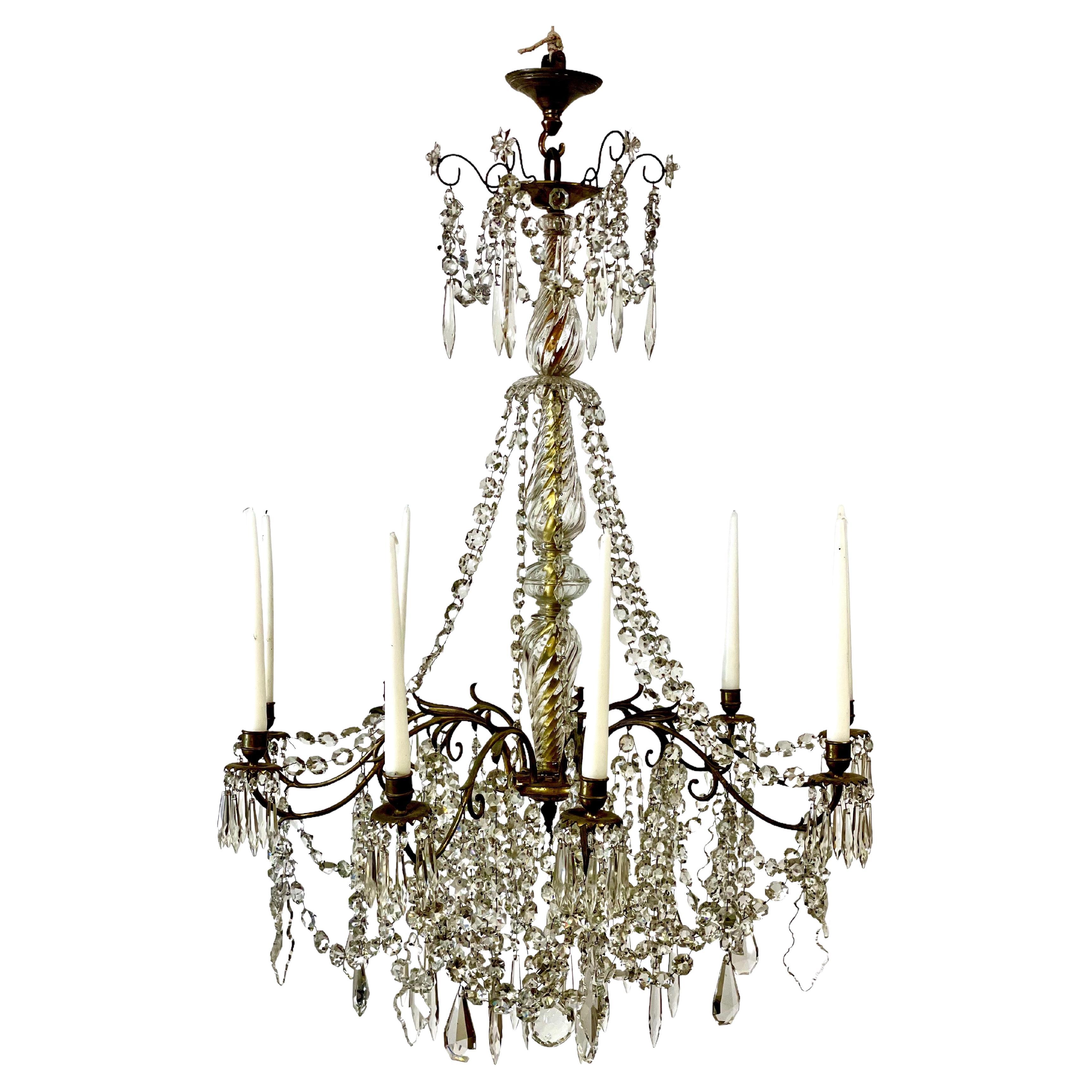 French 19th Century Crystal Chandelier of 9 Lights in Louis XV Style