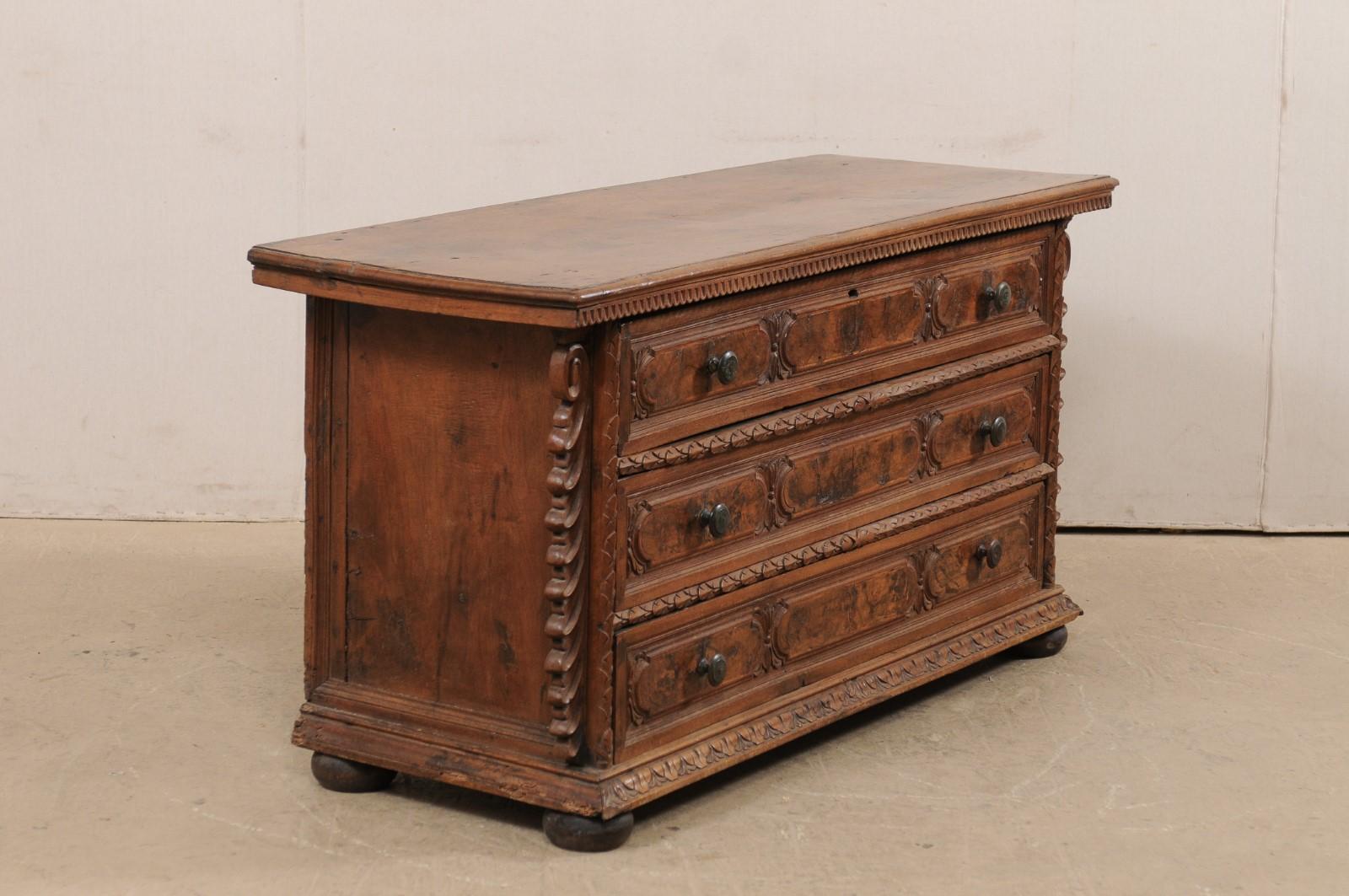 18th Century and Earlier Fabulous Italian Early 18th C. Walnut Chest of Drawers Beautifully Carved