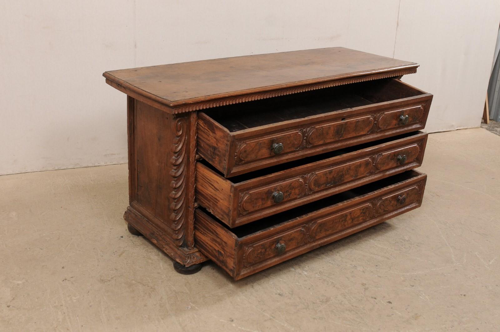 Fabulous Italian Early 18th C. Walnut Chest of Drawers Beautifully Carved 1