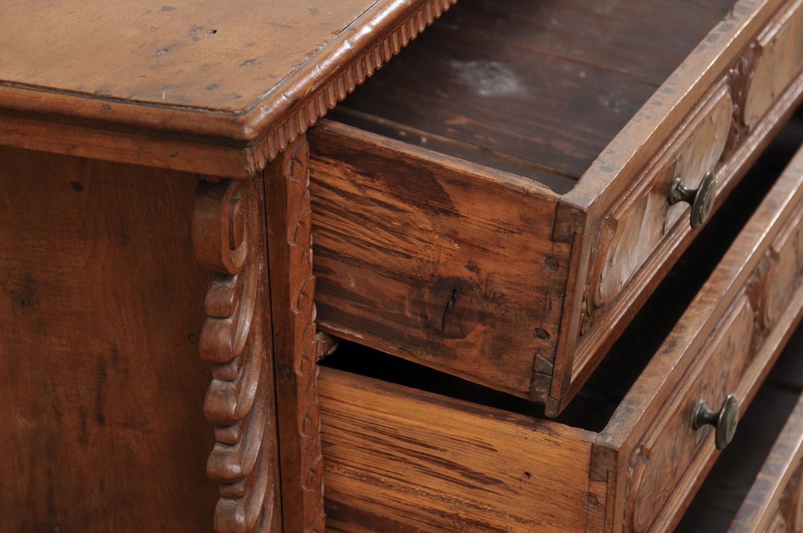 Fabulous Italian Early 18th C. Walnut Chest of Drawers Beautifully Carved 2