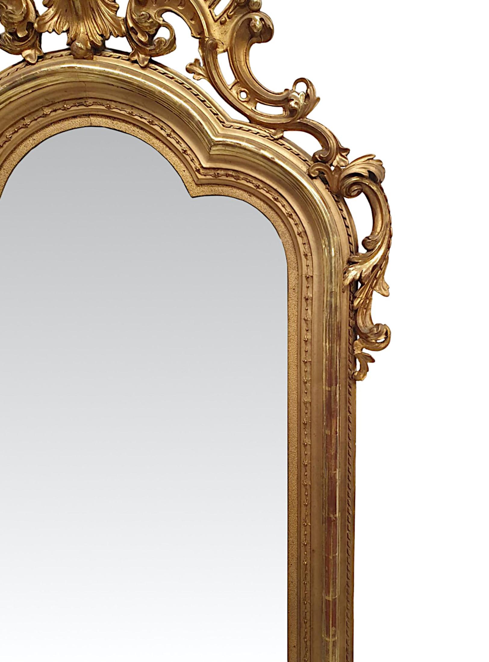  Fabuleux grand miroir d'entrée, de pilier ou de dressing en bois doré du 19ème siècle Bon état - En vente à Dublin, IE