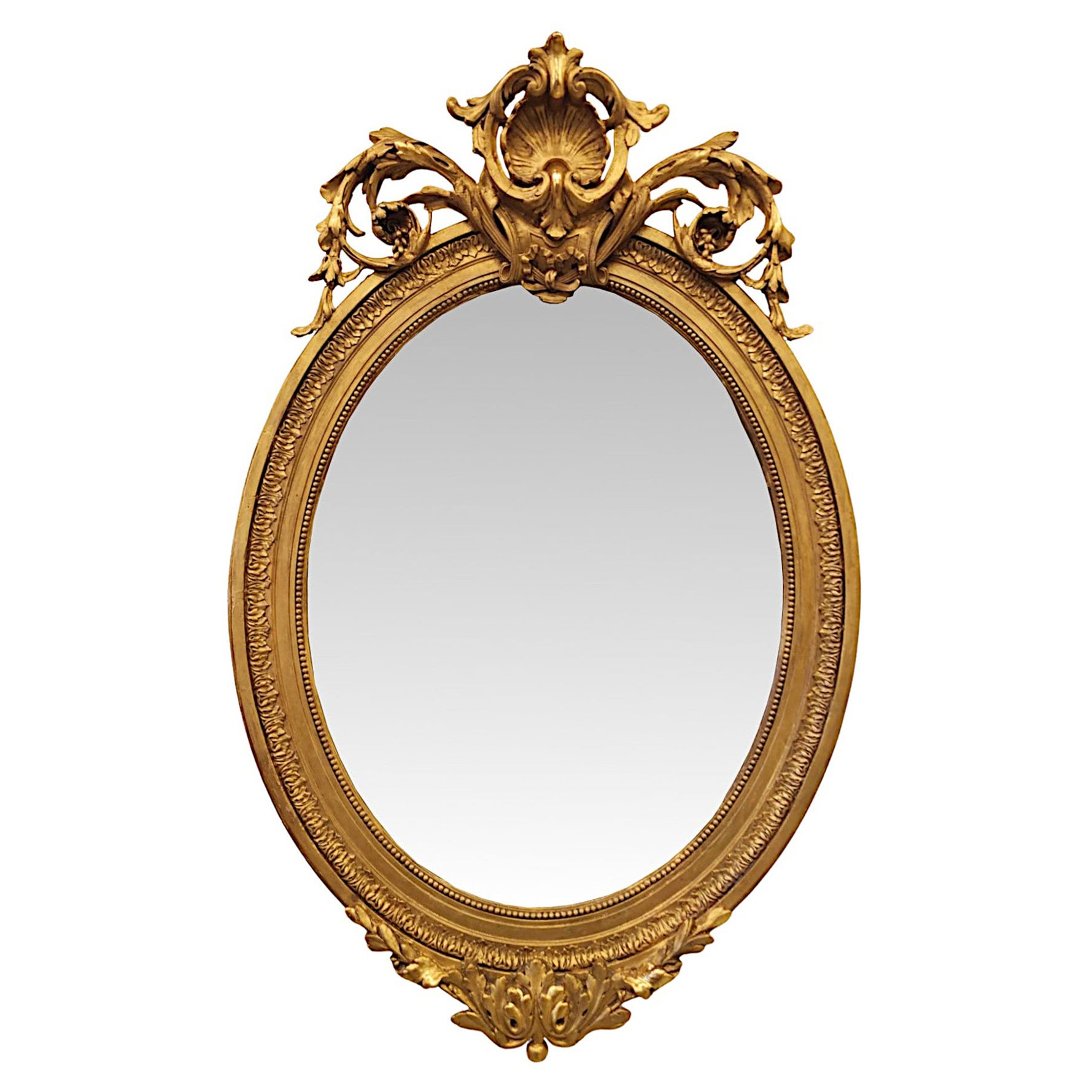 A Fabulous Large 19th Century Giltwood Oval Pier or Hall Mirror For Sale
