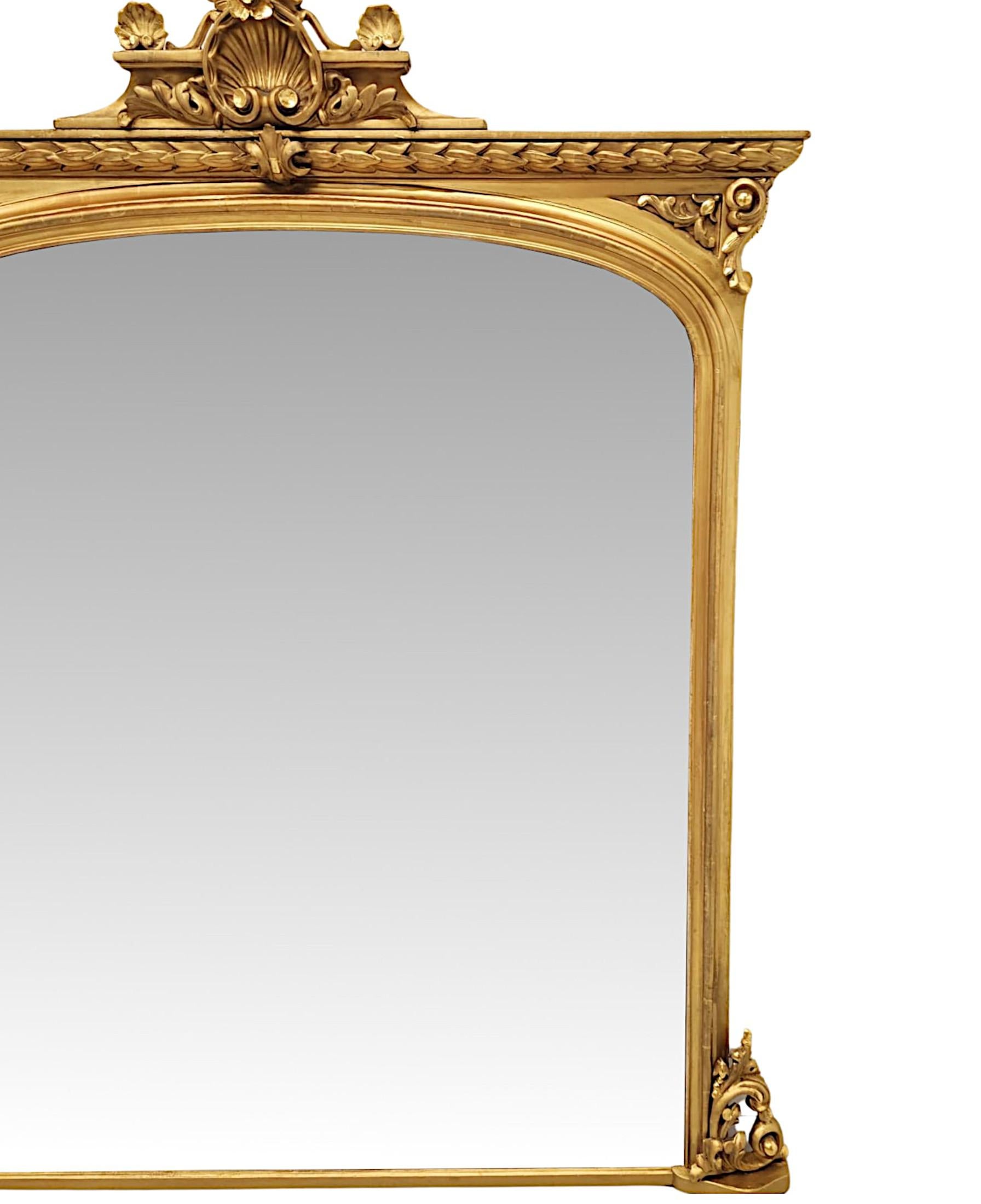 English  A Fabulous Large 19th Century Giltwood Overmantel Mirror For Sale