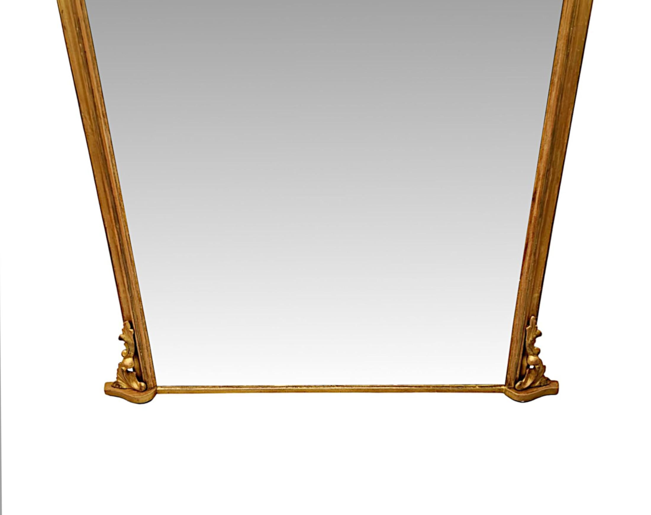 A Fabulous Large Size 19th Century Giltwood Overmantel Mirror In Good Condition For Sale In Dublin, IE