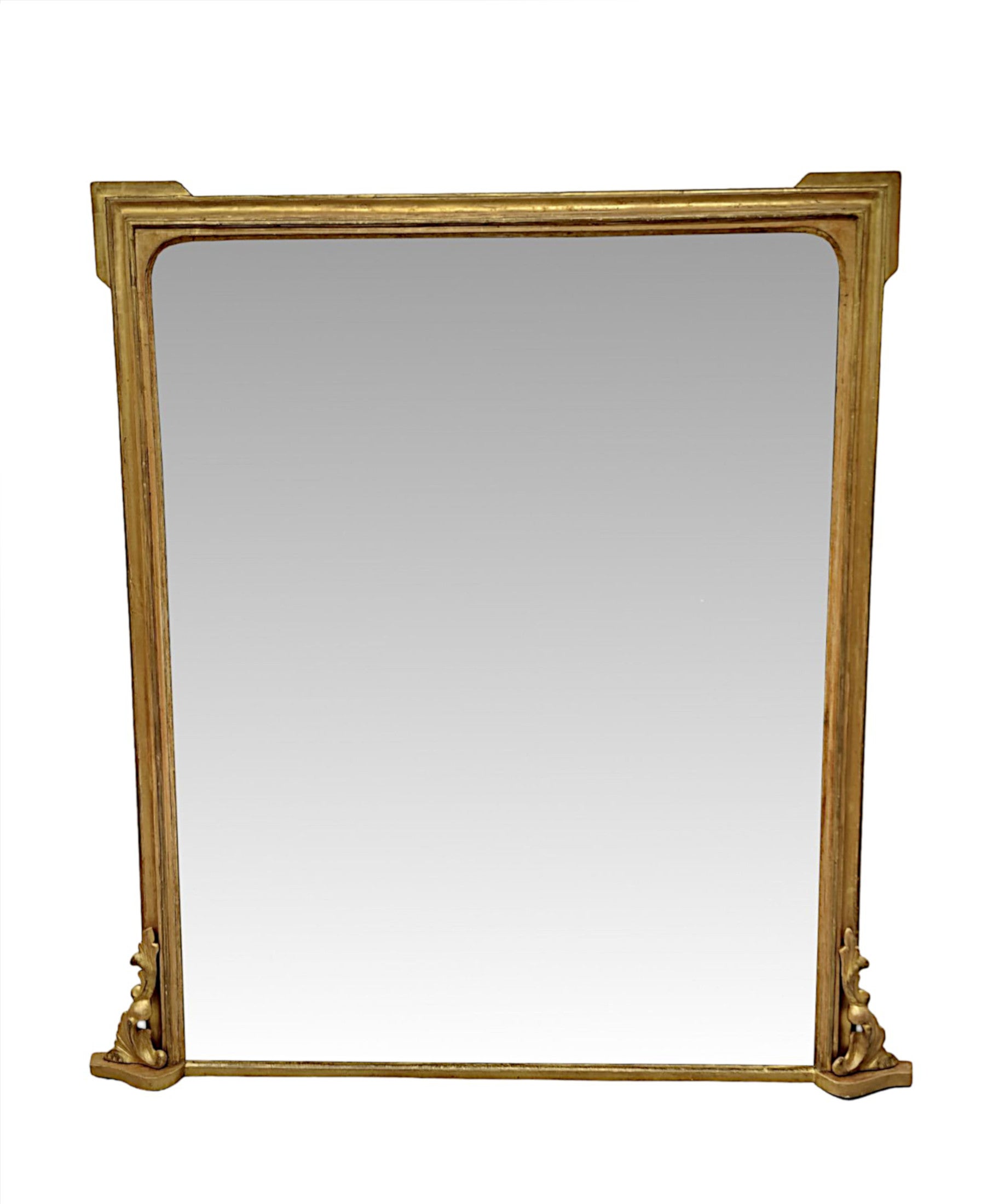 A Fabulous Large Size 19th Century Giltwood Overmantel Mirror For Sale