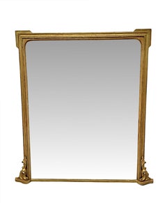 Antique A Fabulous Large Size 19th Century Giltwood Overmantel Mirror