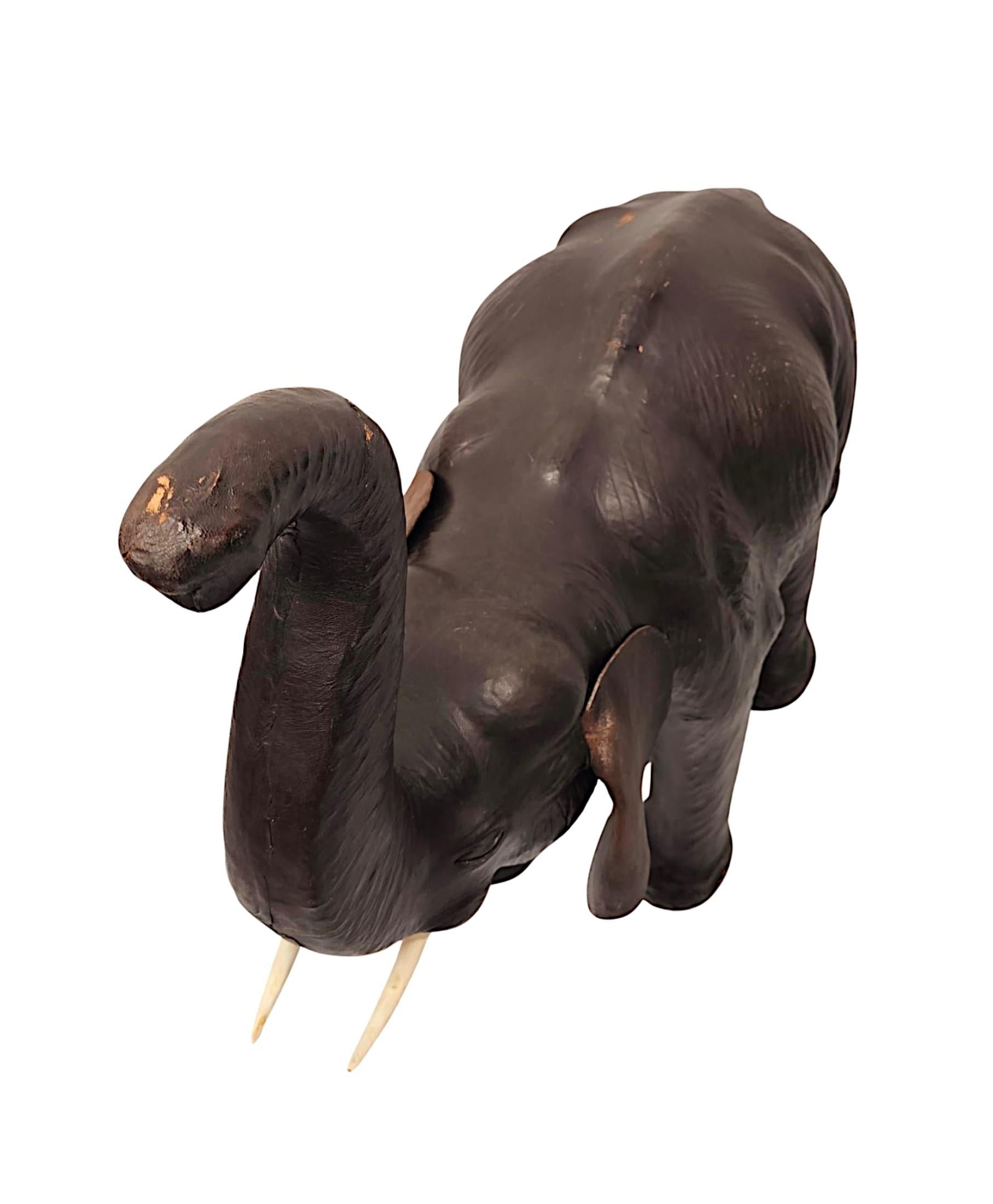A Fabulous Large Size 20th Century Leather Elephant Sculpture For Sale 2