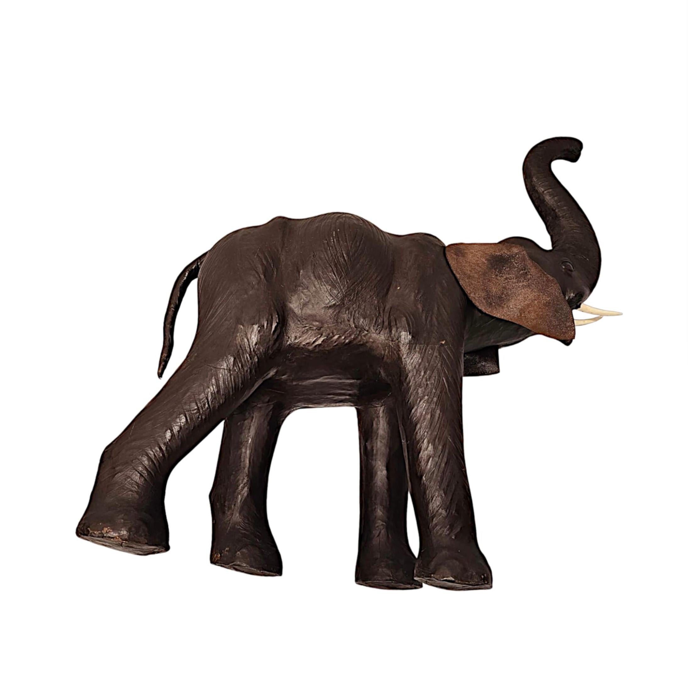 A Fabulous Large Size 20th Century Leather Elephant Sculpture For Sale 3