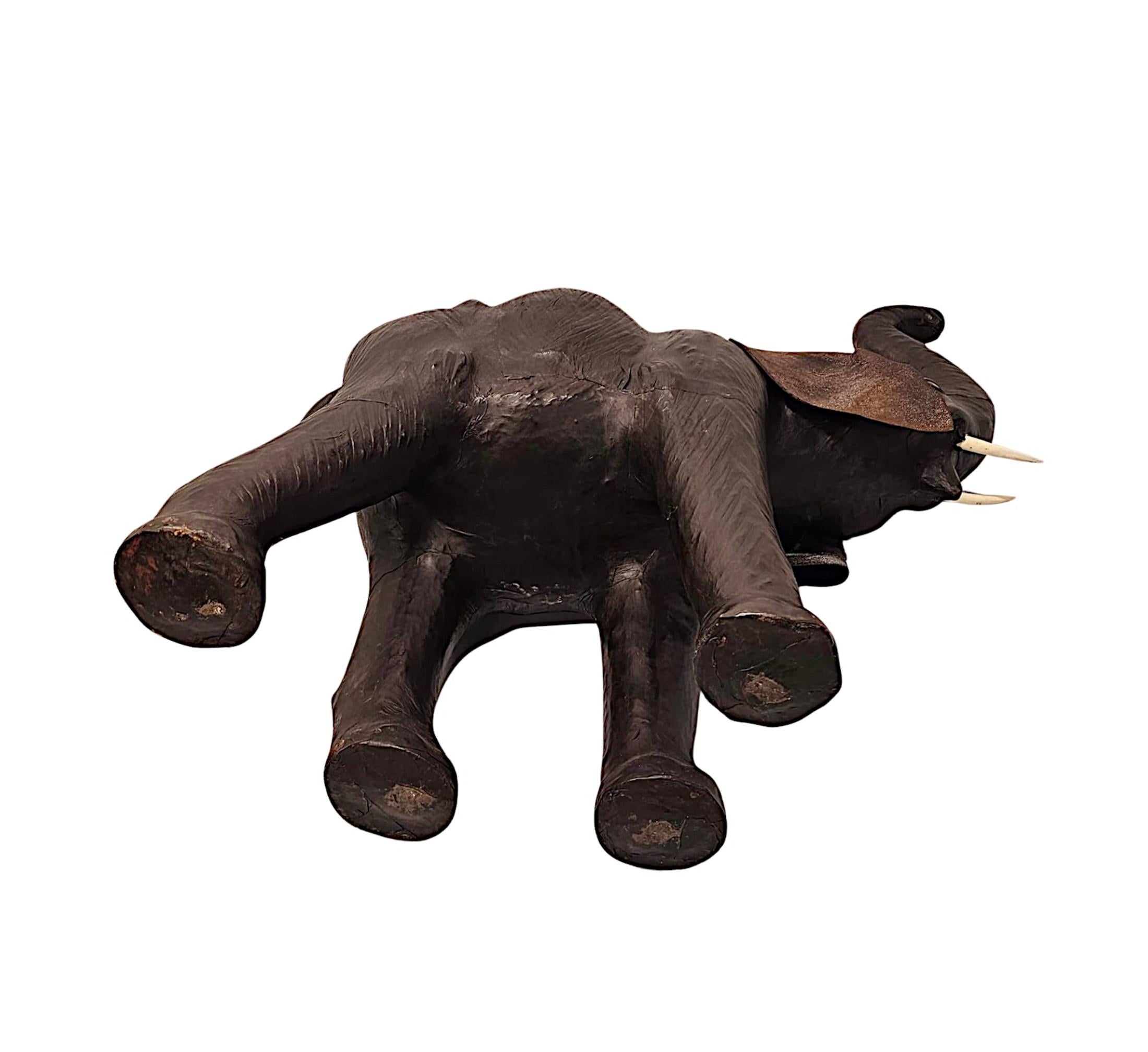 A Fabulous Large Size 20th Century Leather Elephant Sculpture For Sale 4