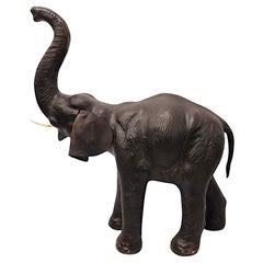 Vintage A Fabulous Large Size 20th Century Leather Elephant Sculpture