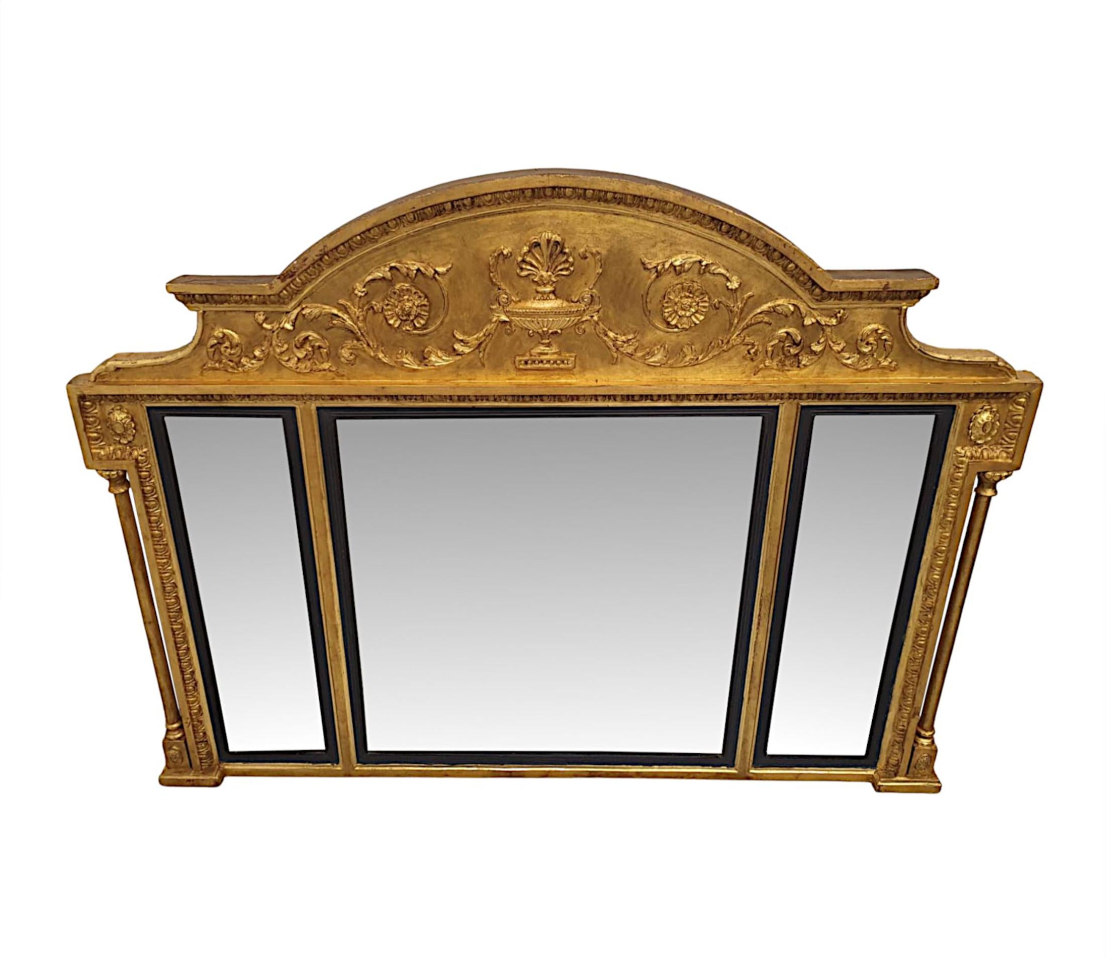 A Fabulous Late 19th Century Adams Design Giltwood Compartmental Mirror In Good Condition For Sale In Dublin, IE