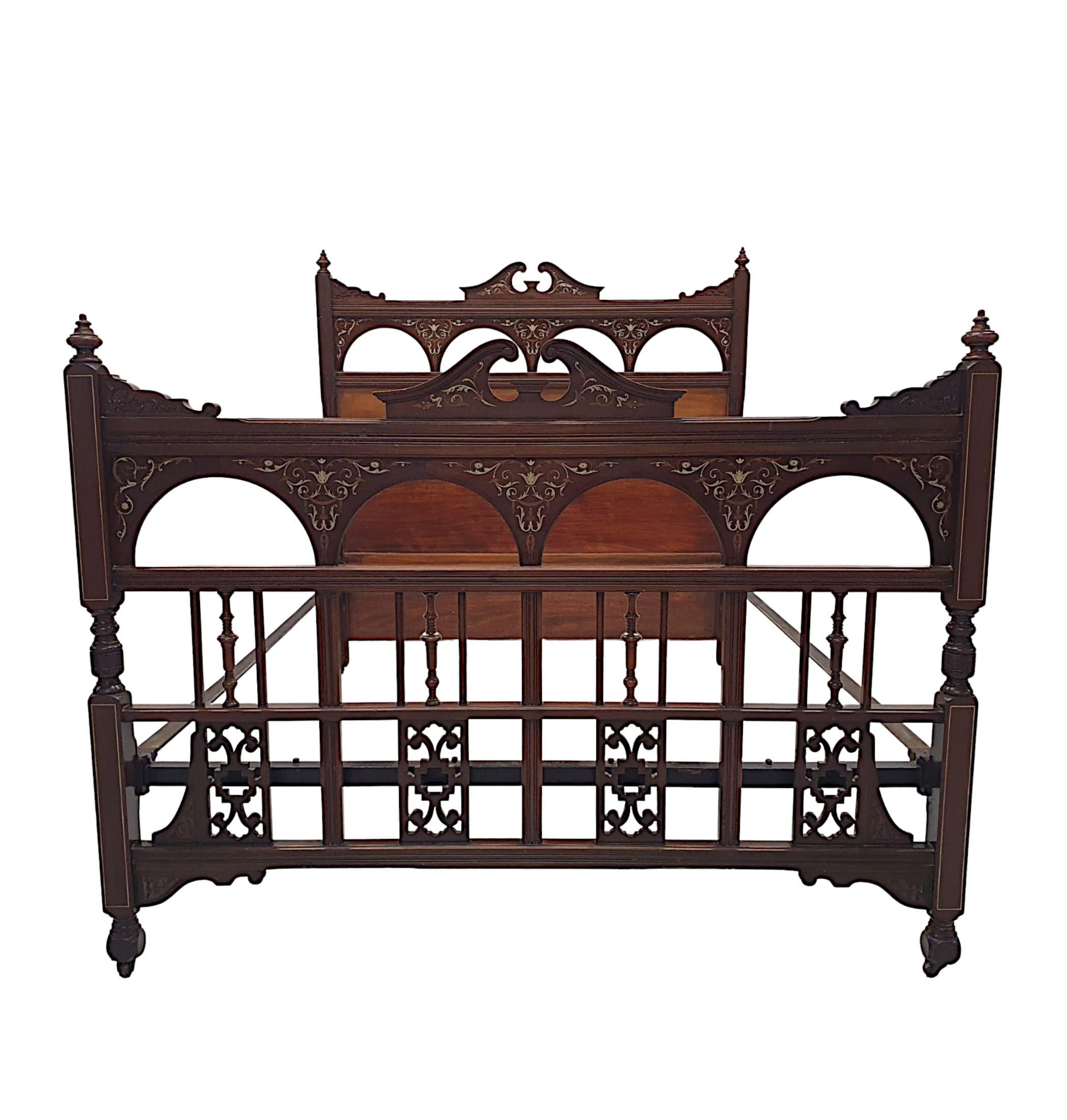 Fabulous Late 19th Century Inlaid Bed In Good Condition For Sale In Dublin, IE