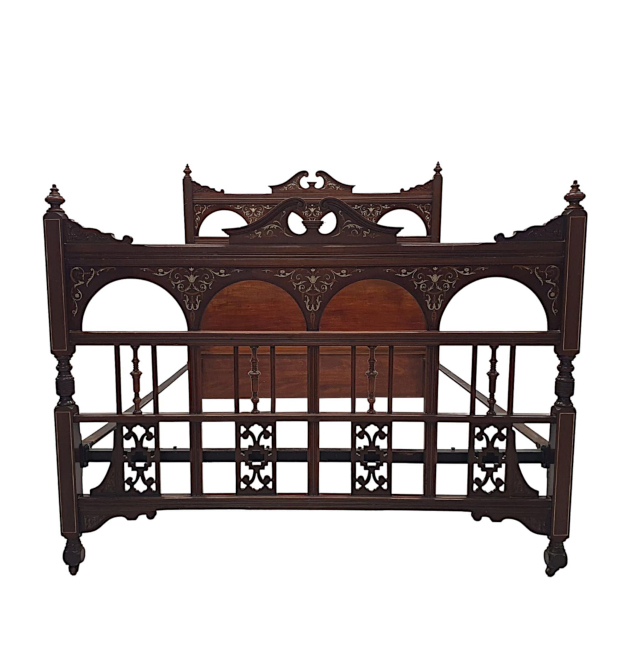 Mahogany Fabulous Late 19th Century Inlaid Bed For Sale