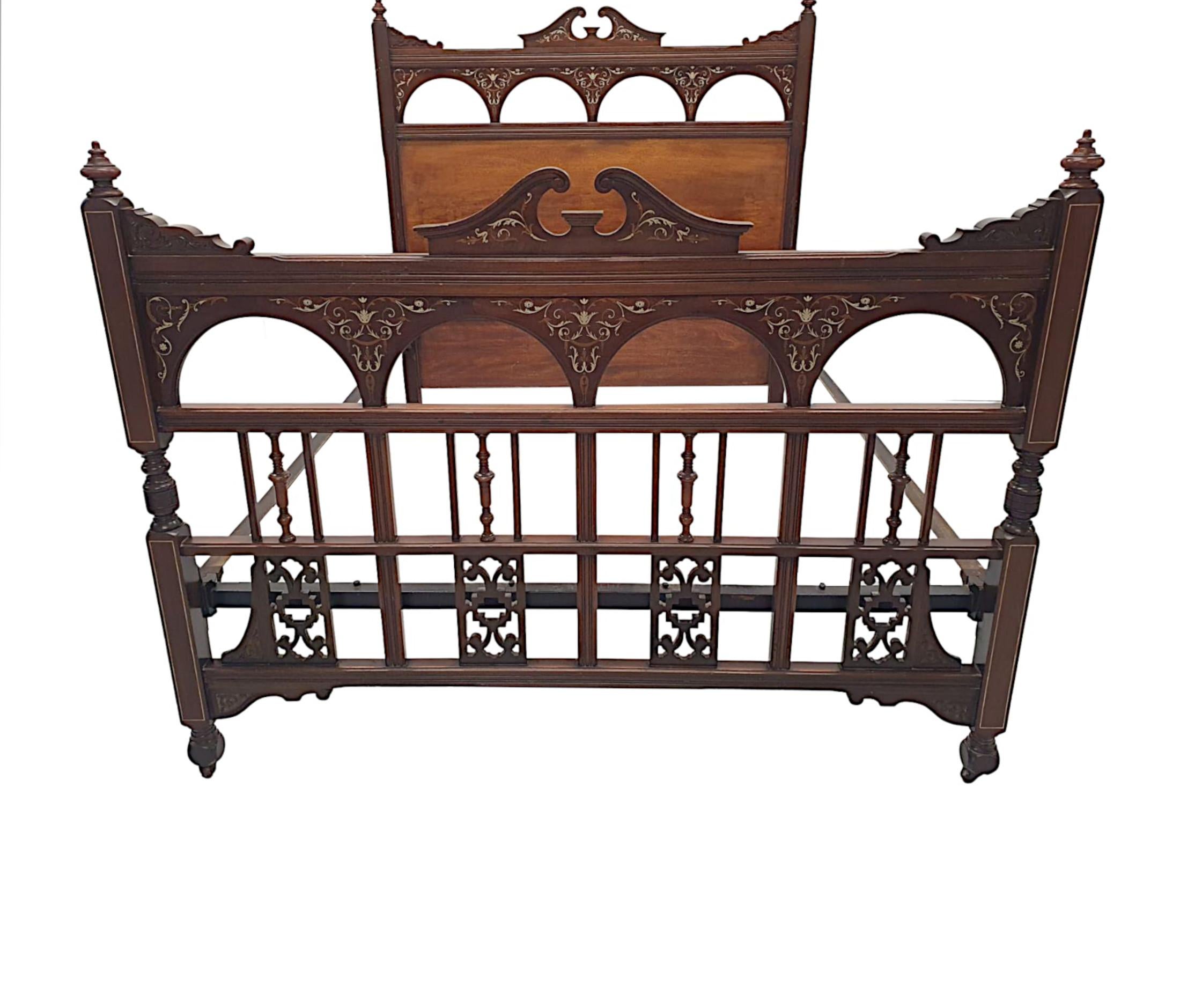 Fabulous Late 19th Century Inlaid Bed For Sale 1