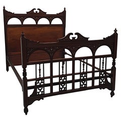Fabelhaftes Bett mit Intarsien aus dem späten 19.