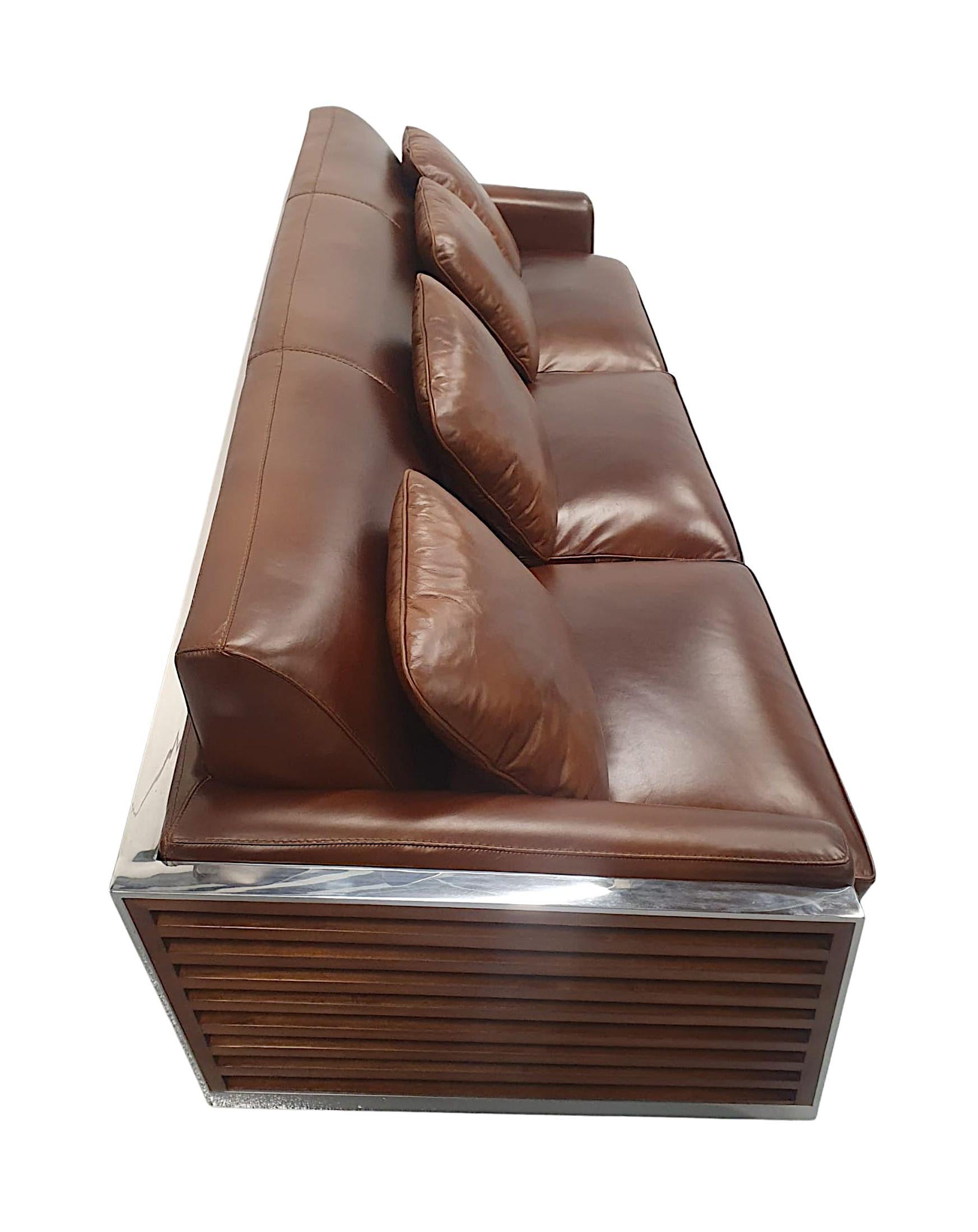 Ein fabelhaftes Sofa aus Leder und Chrom im Art-déco-Stil im Zustand „Gut“ in Dublin, IE