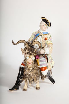 Fabulous Meissen Porcelain Group of Count Bruhl's "Tailor on a Goat"